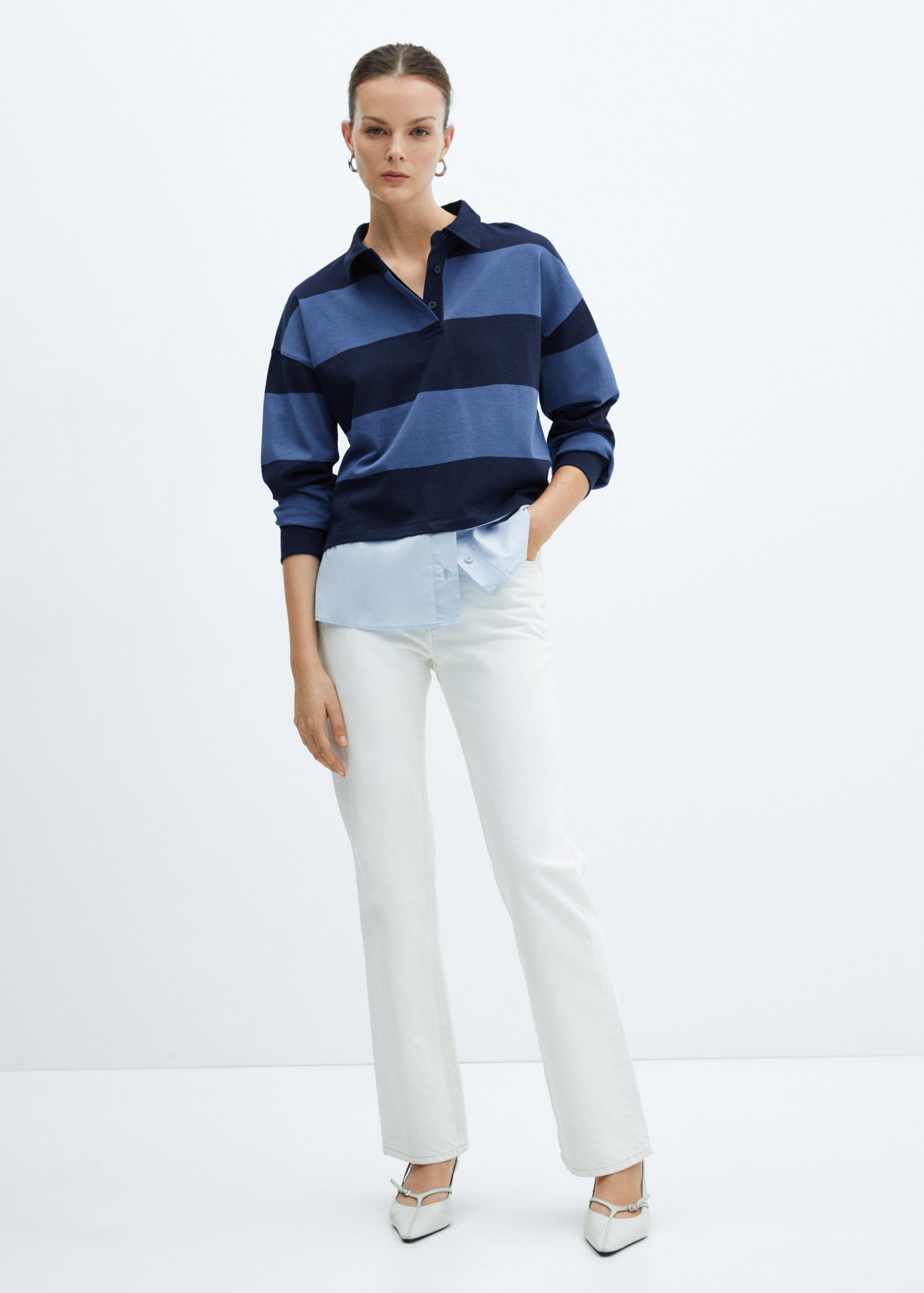 Striped combined polo shirt - Women | MANGO OUTLET USA Striped combined polo shirt - Women | MANGO OUTLET USA
