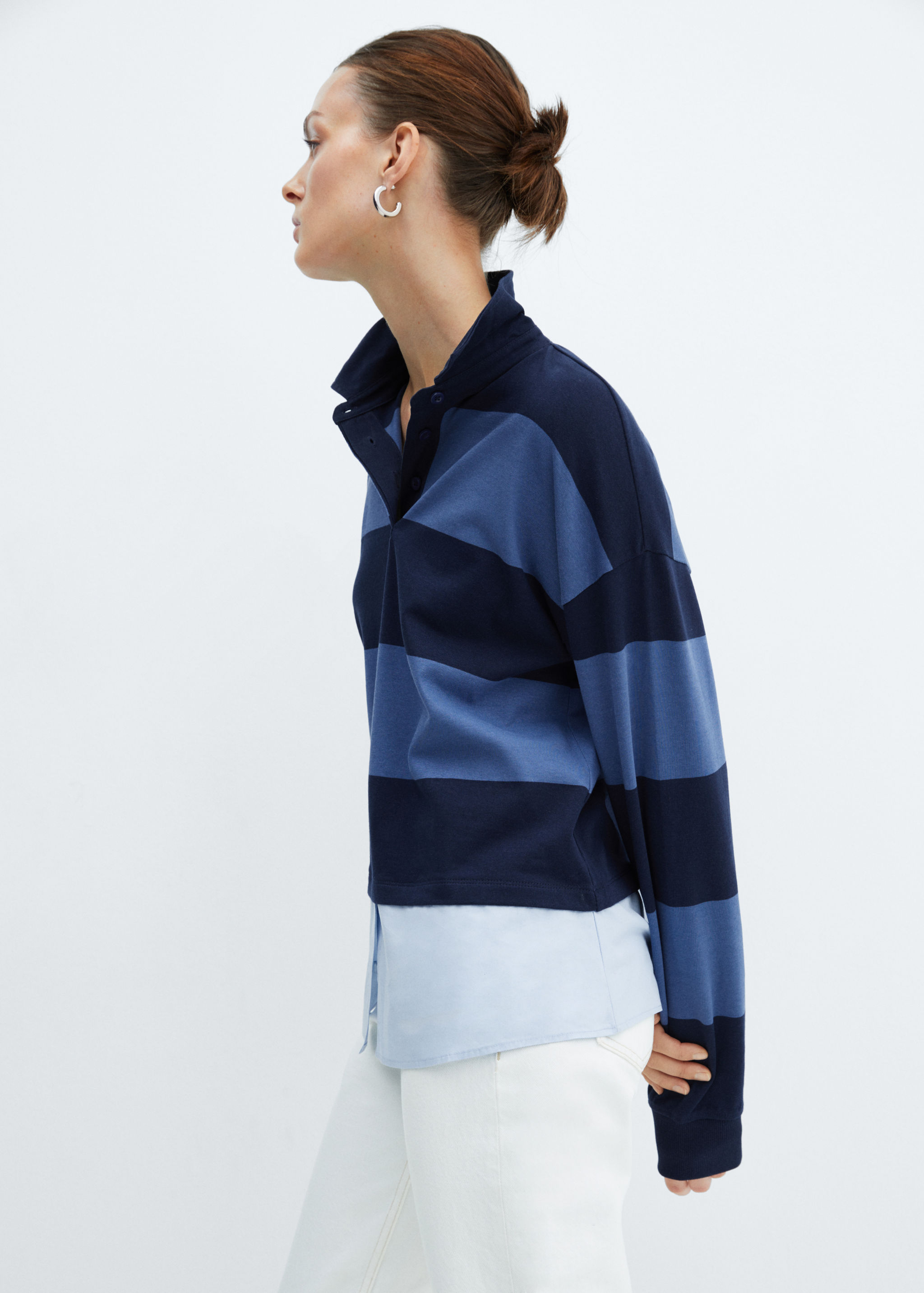 Striped combined polo shirt - Women | MANGO OUTLET USA Striped combined polo shirt - Women | MANGO OUTLET USA