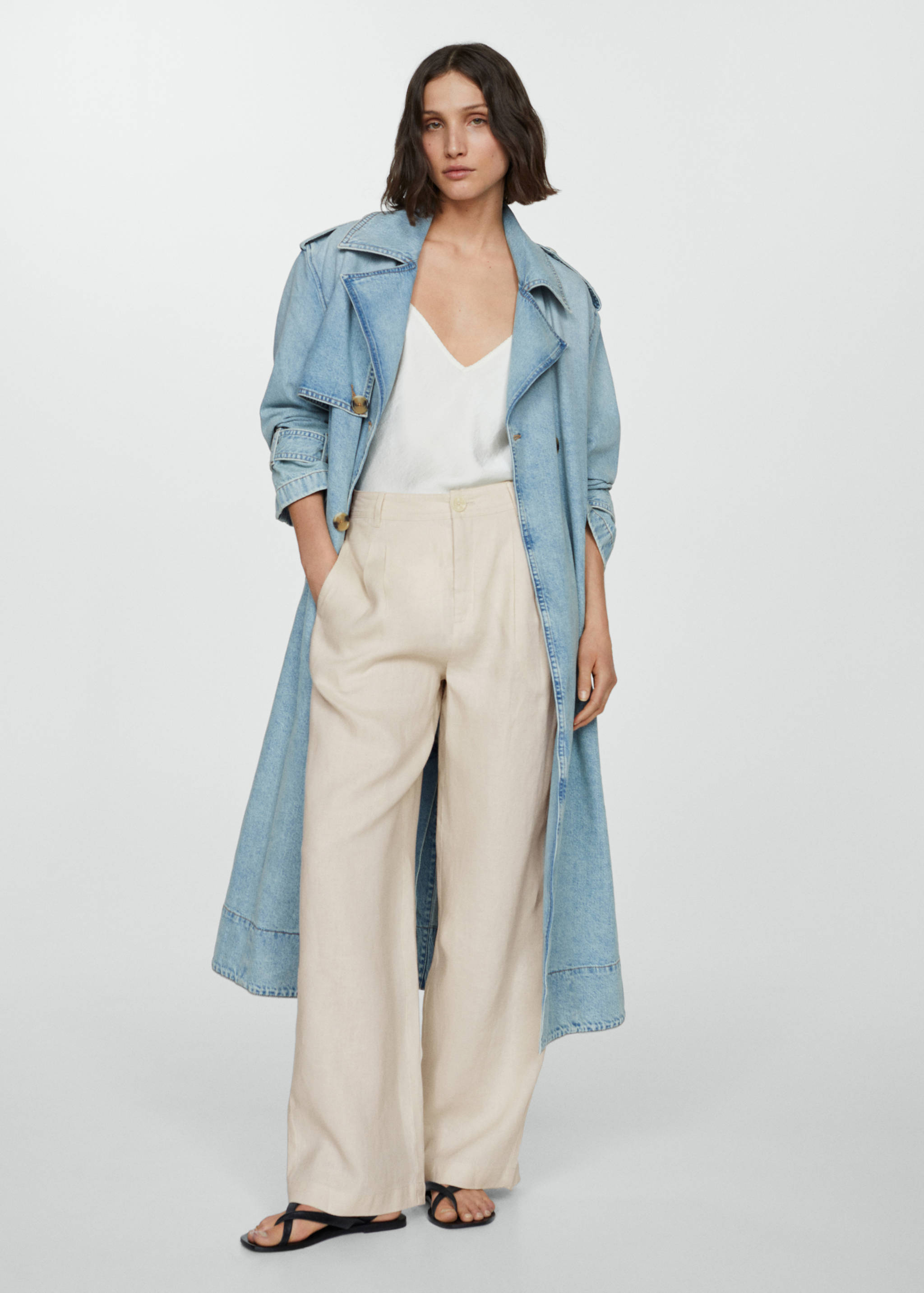 100% linen wide leg pants - General plane