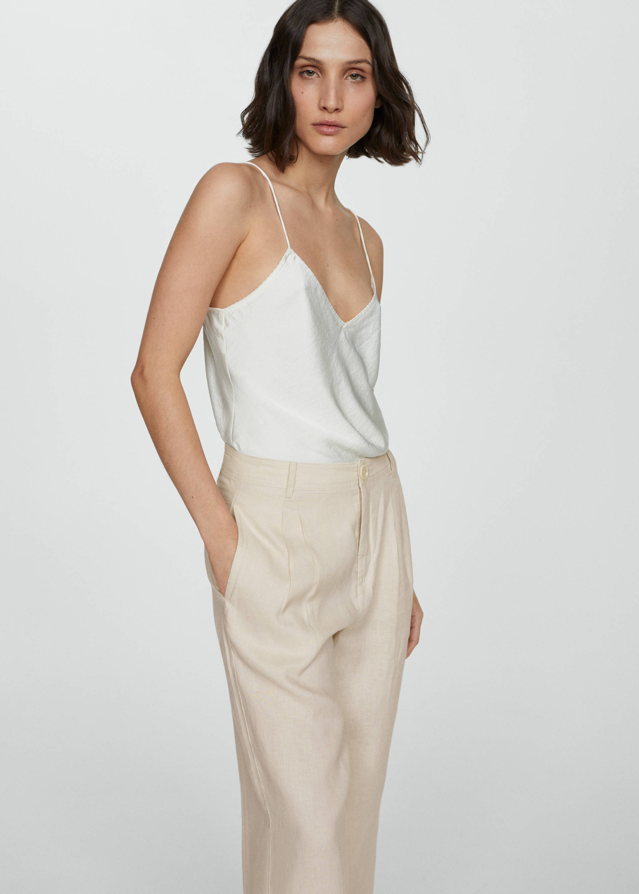 100% linen wide leg pants - Details of the article 1