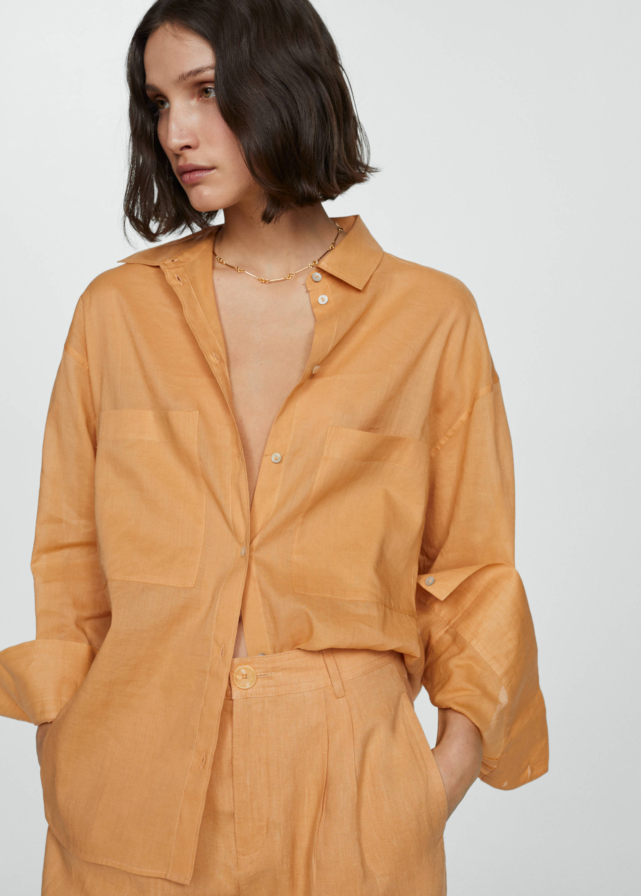 100% linen wide leg pants - Details of the article 1