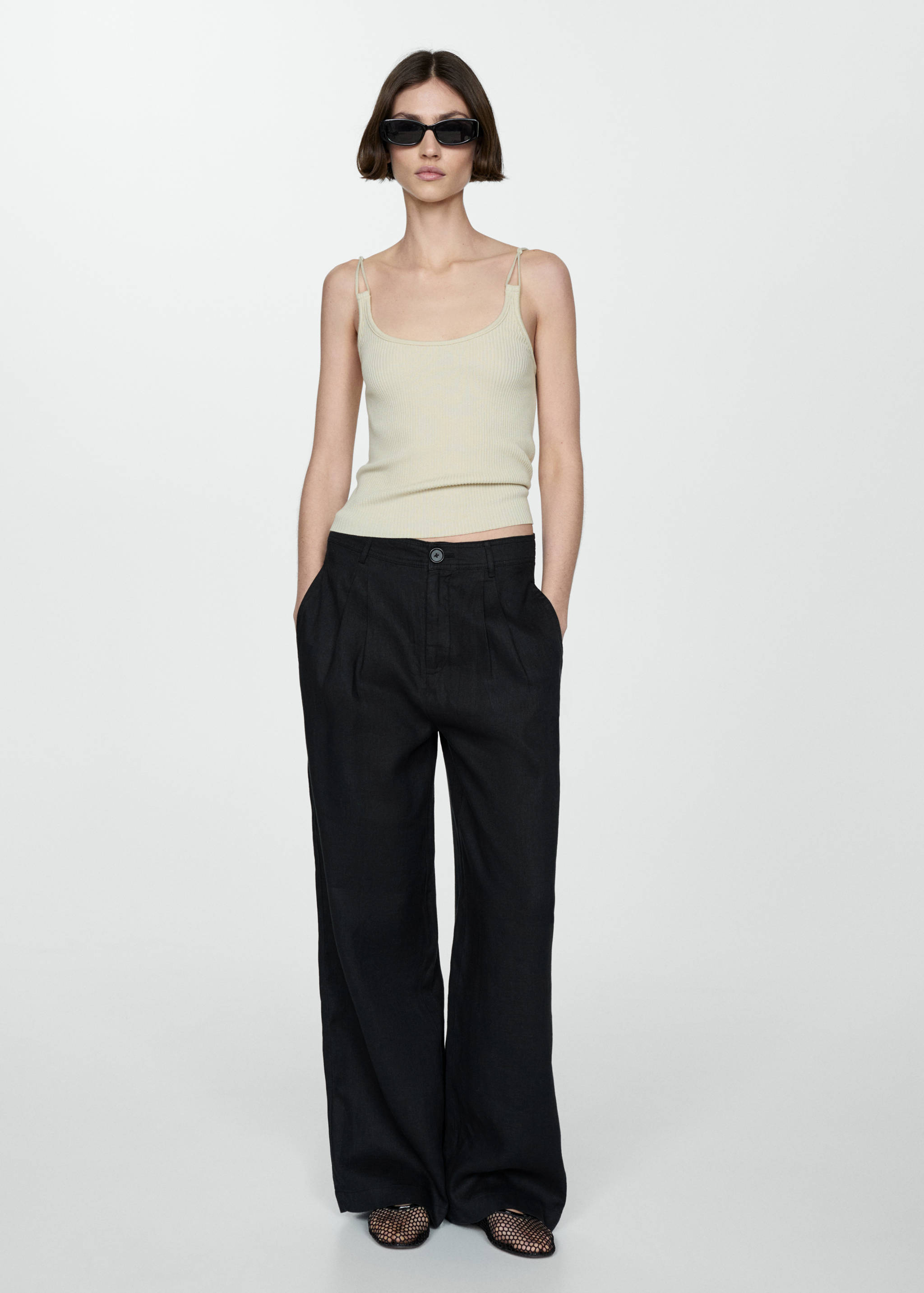 100% linen wide leg pants - General plane