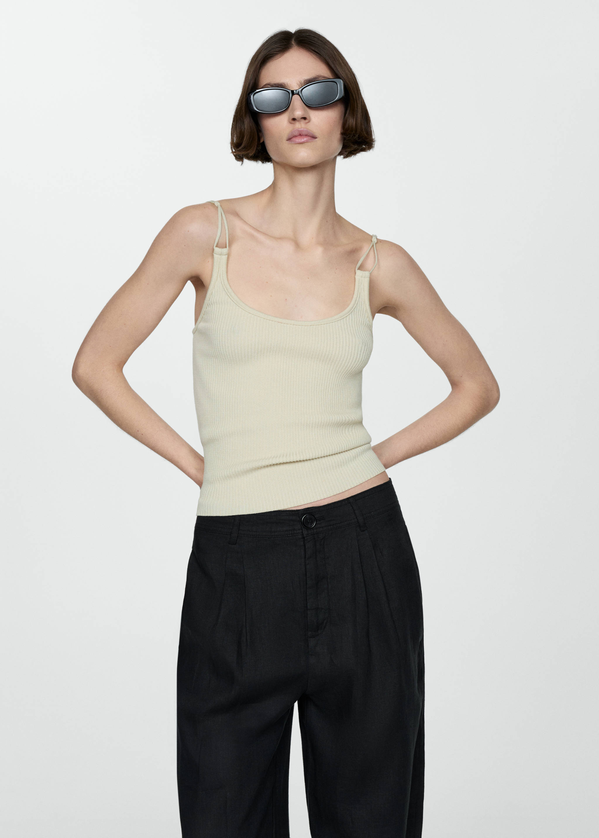 100% linen wide leg pants - Details of the article 1