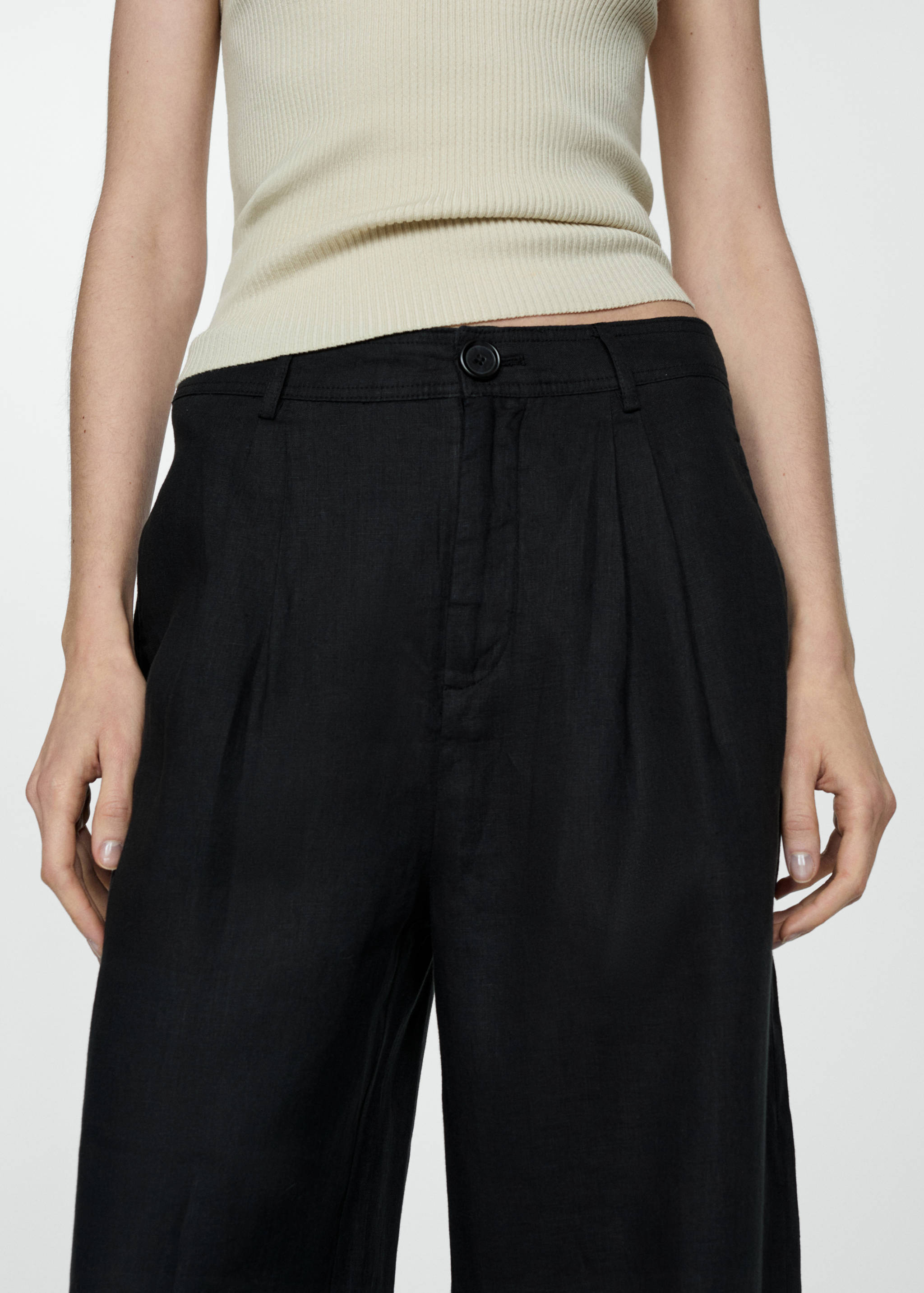100% linen wide leg pants - Details of the article 6