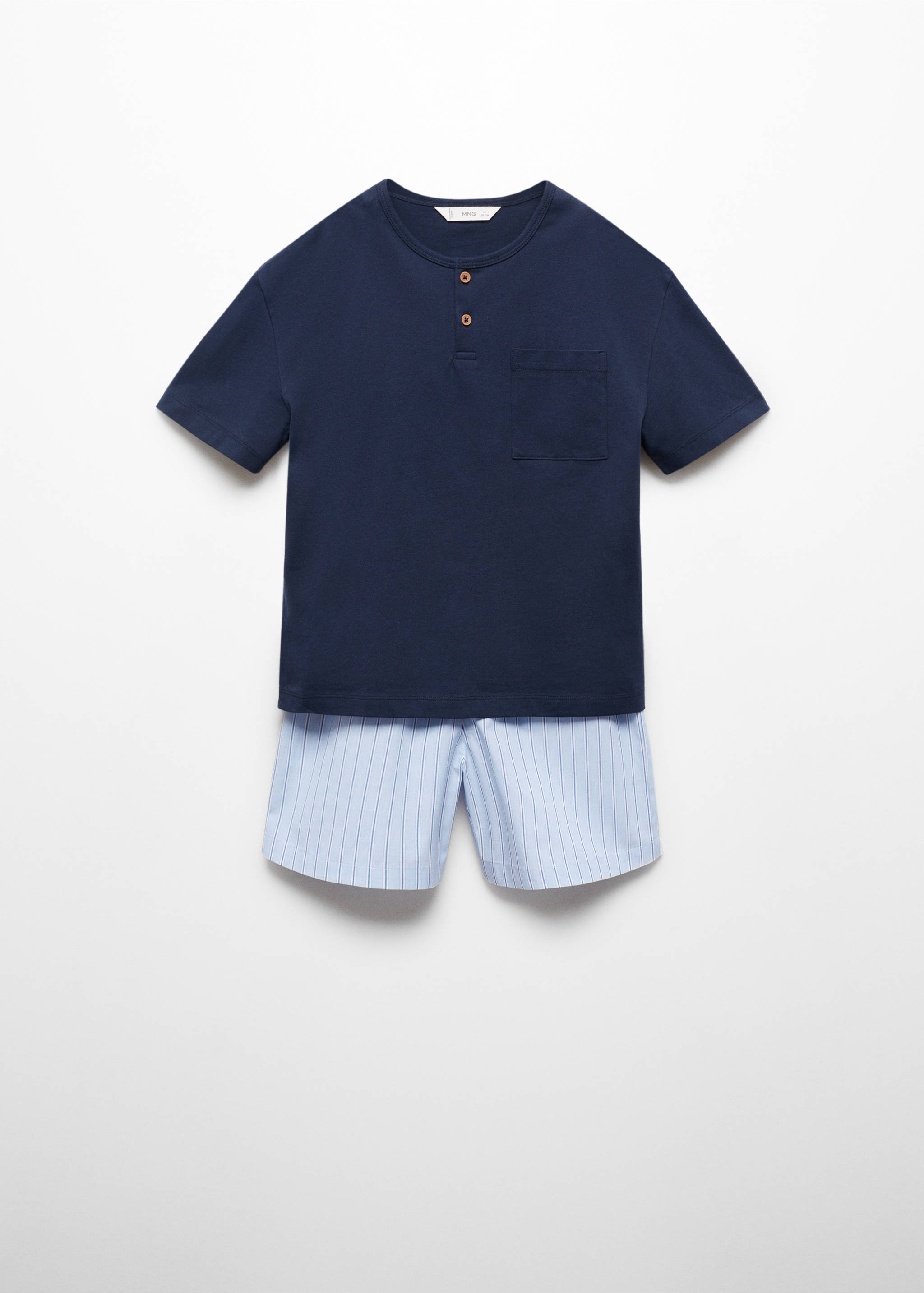 Striped cotton short pyjamas - Article without model, Dark Navy. Ref: 67087116-00.