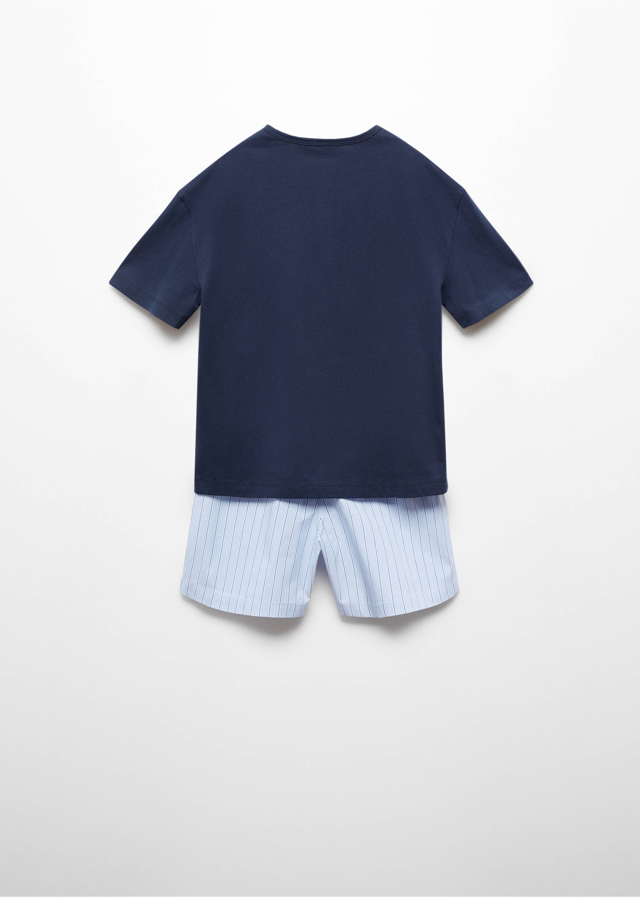 Striped cotton short pyjamas - Reverse of the article, Dark Navy. Ref: 67087116-00.