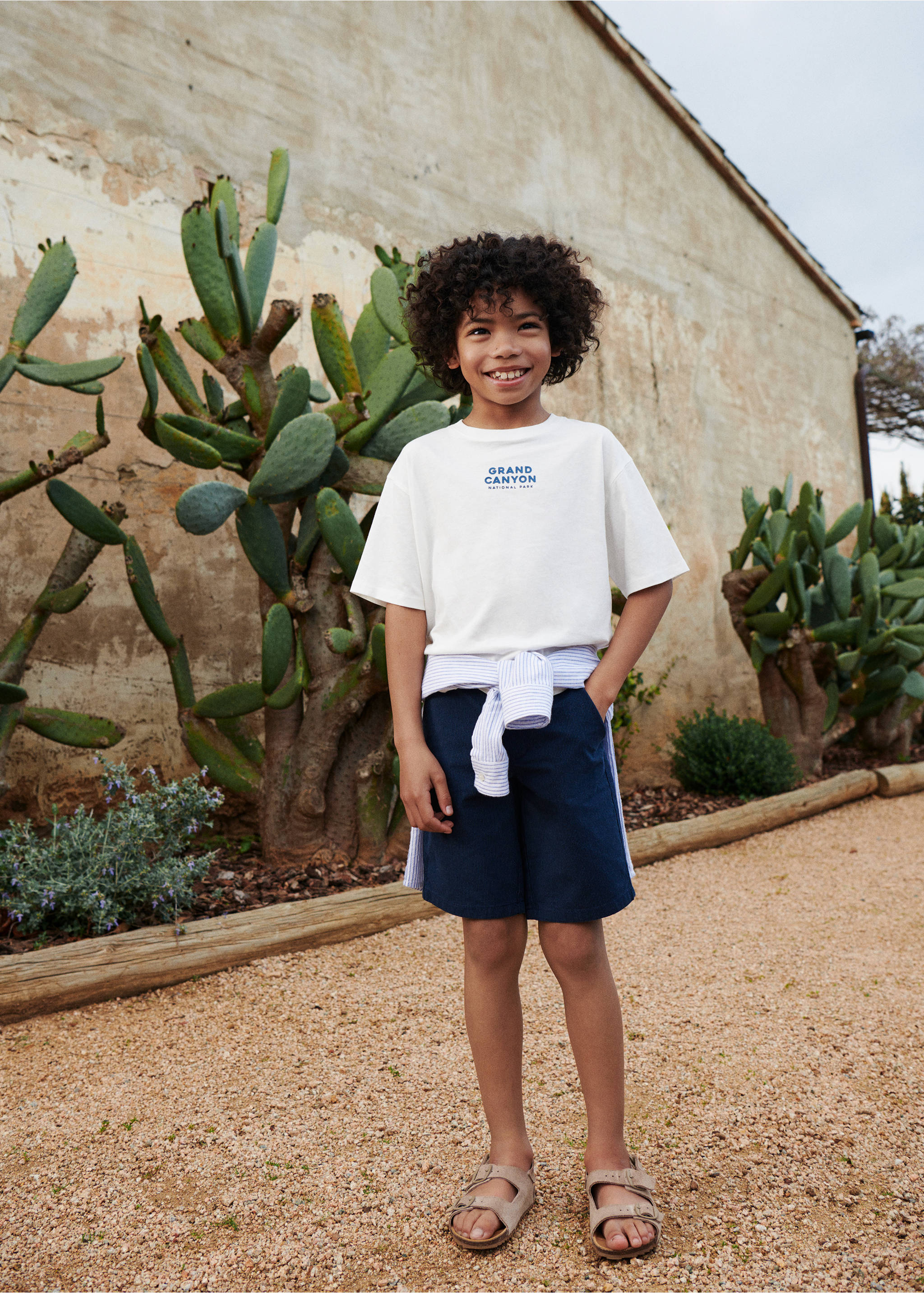 Striped cotton Bermuda shorts - Details of the article 5, Dark Navy. Ref: 67087117-00.