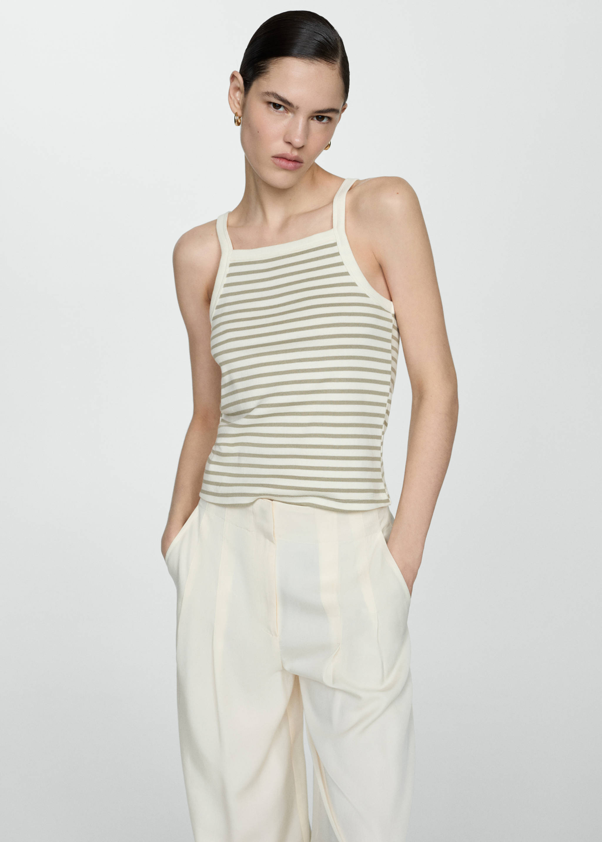 Gestreiftes Jersey-Top - Mittlere Ansicht