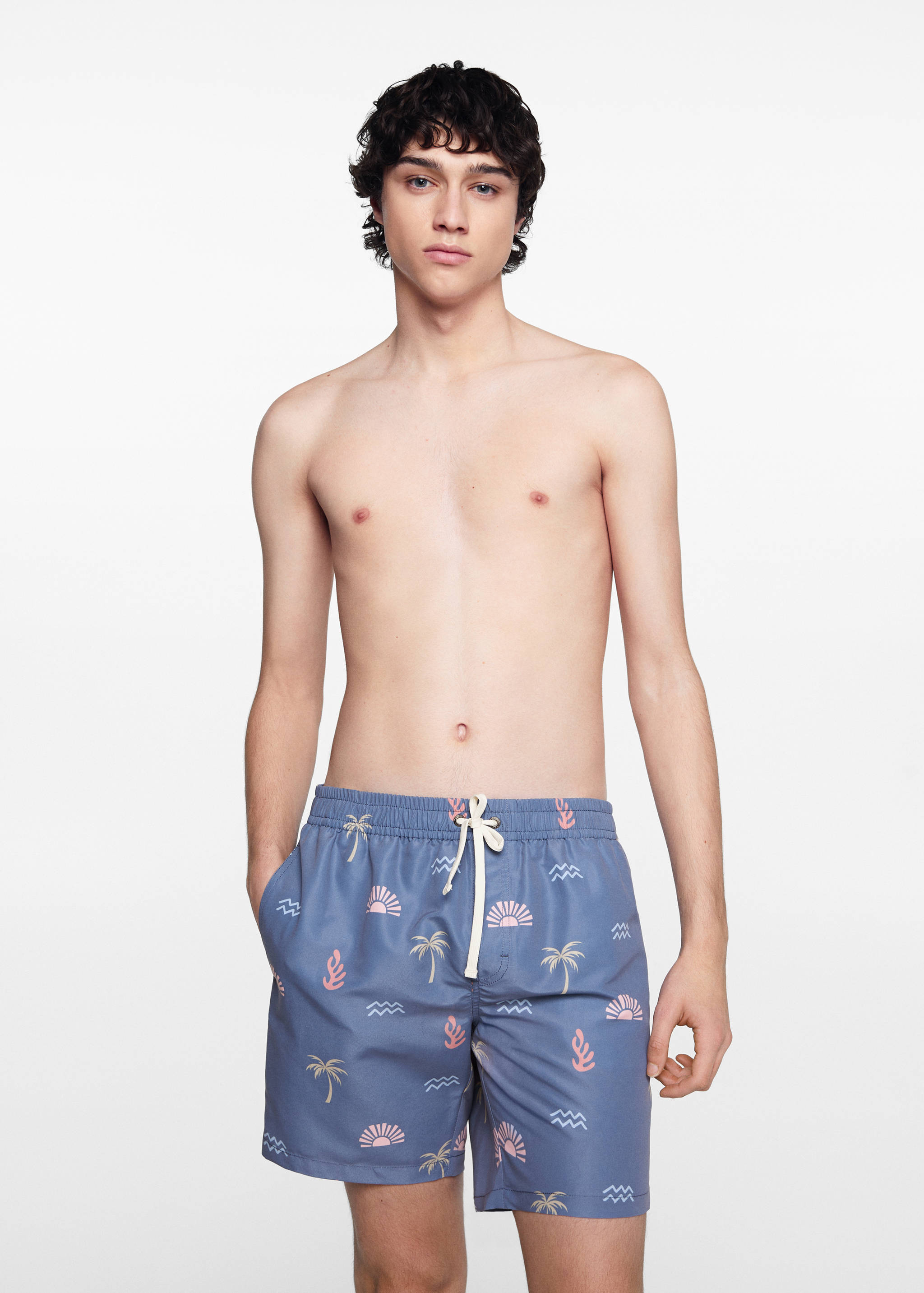 Badeshorts mit maritimem Print - Mittlere Ansicht