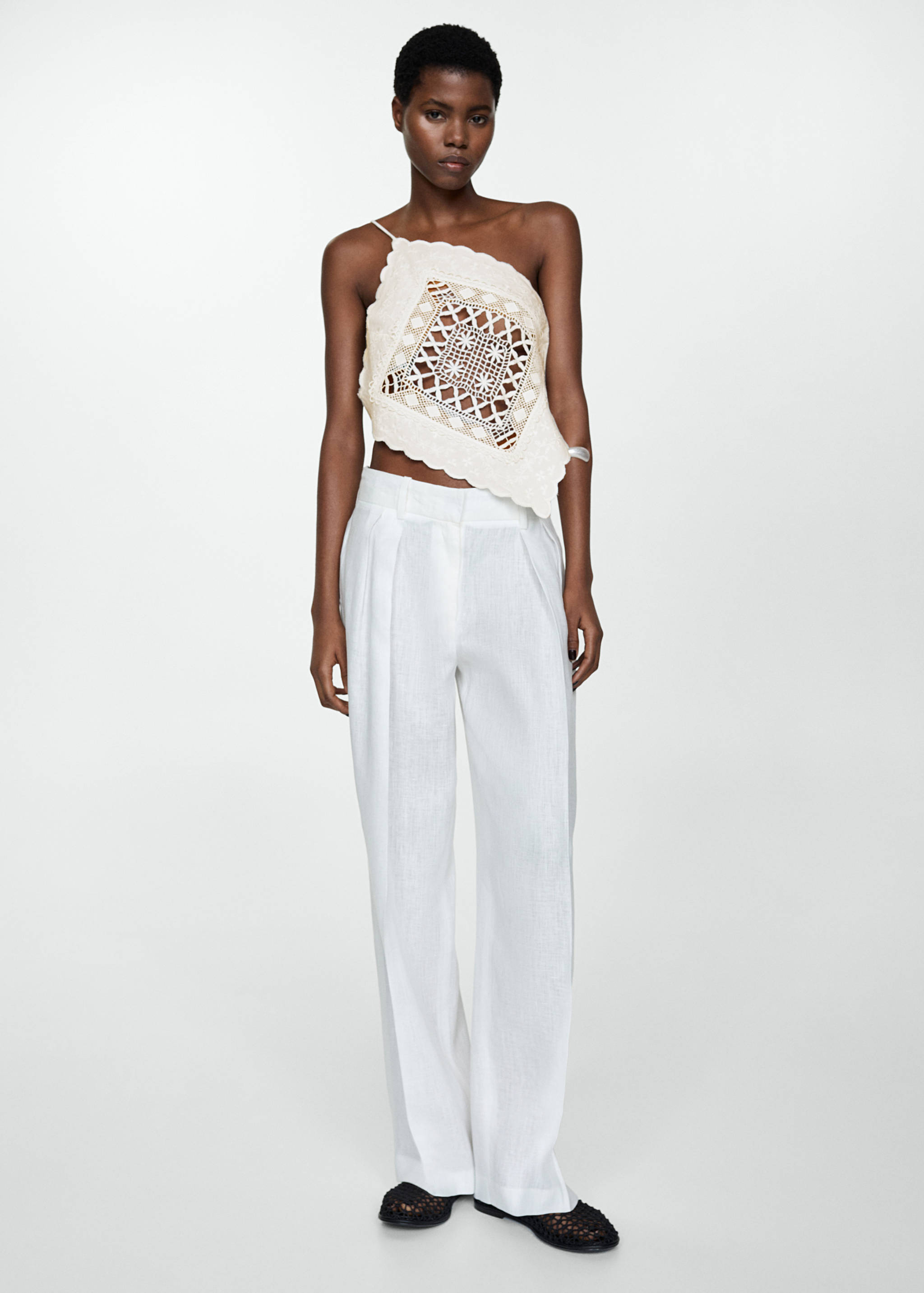 Asymmetrical top with embroidered panel - General plane