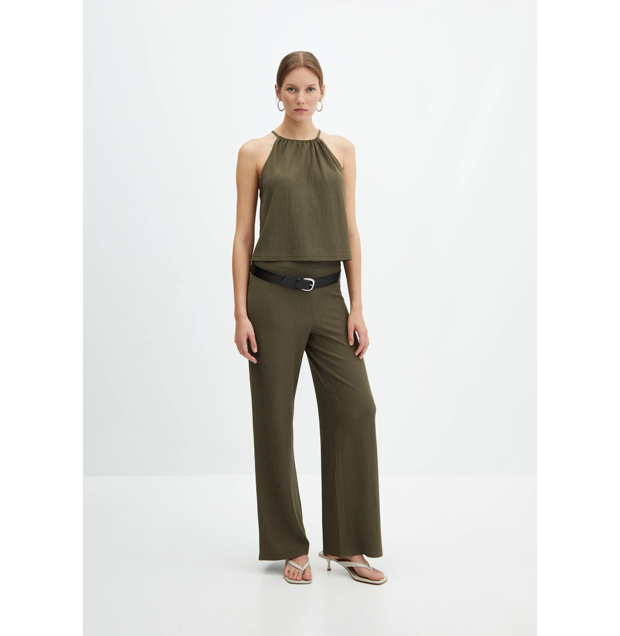 Texturierte Wideleg-Hose - Allgemeine Ansicht