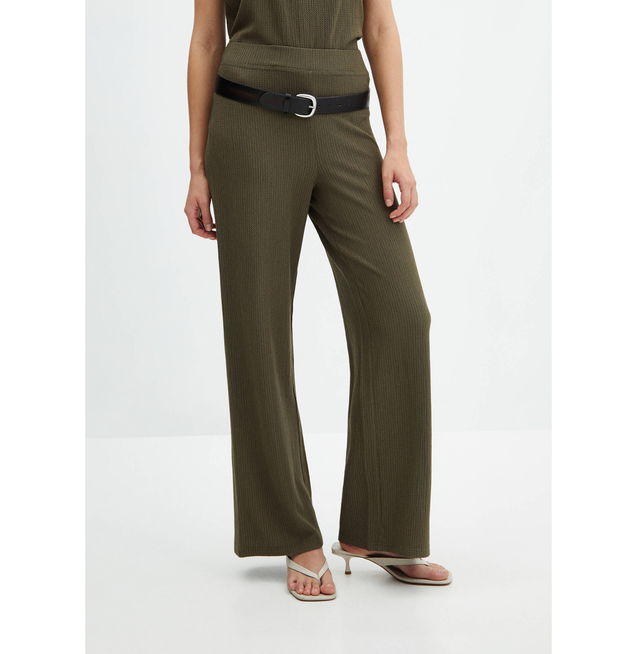 Texturierte Wideleg-Hose - Mittlere Ansicht