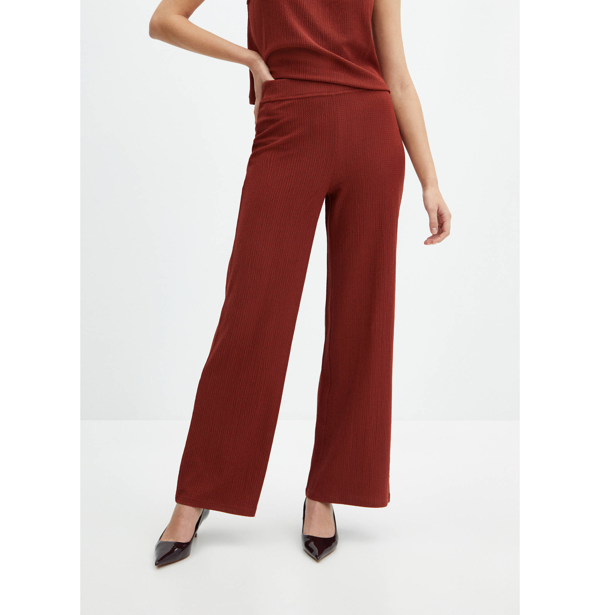 Texturierte Wideleg-Hose - Mittlere Ansicht