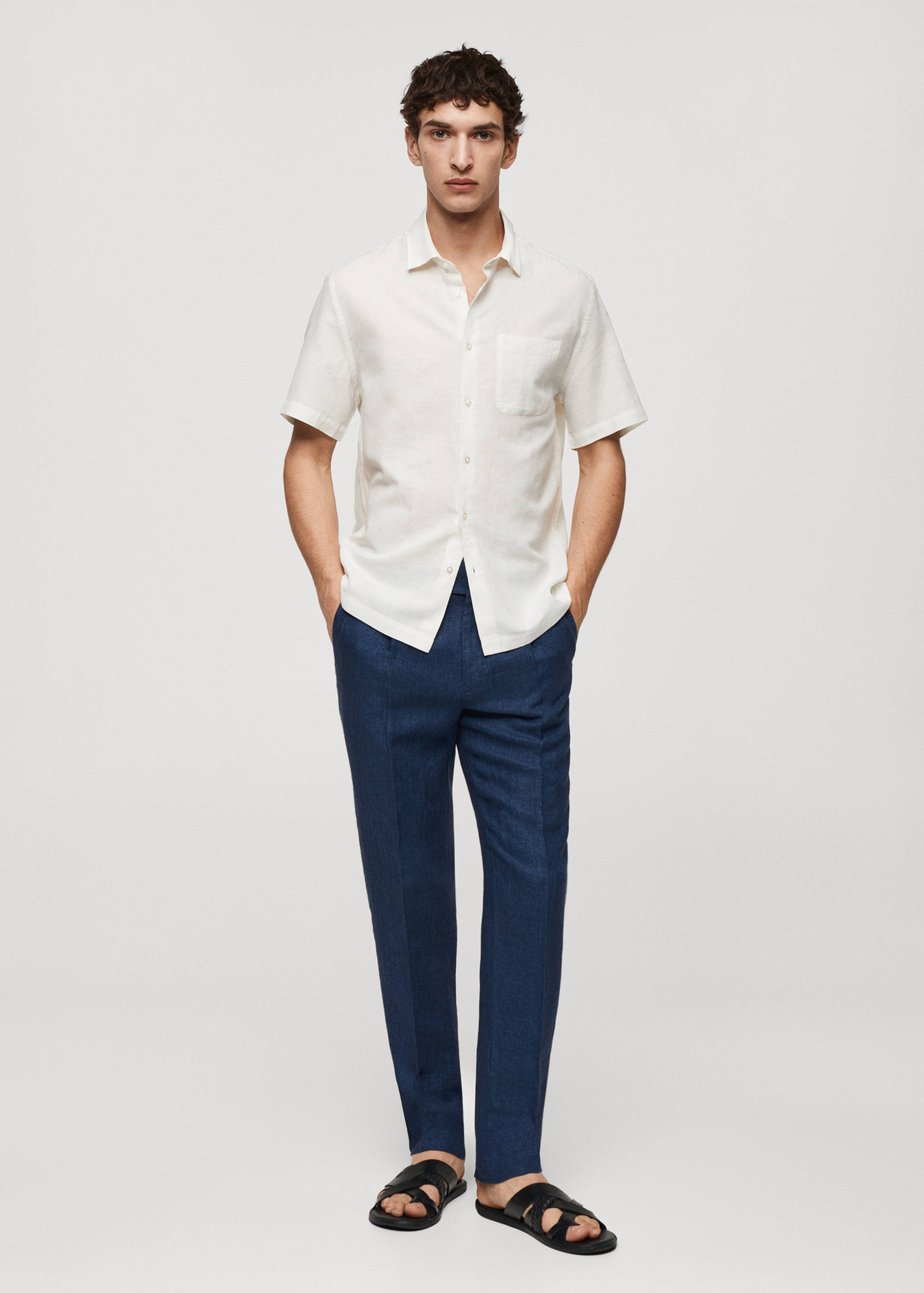 Regular-fit linen shirt with pocket - General plane