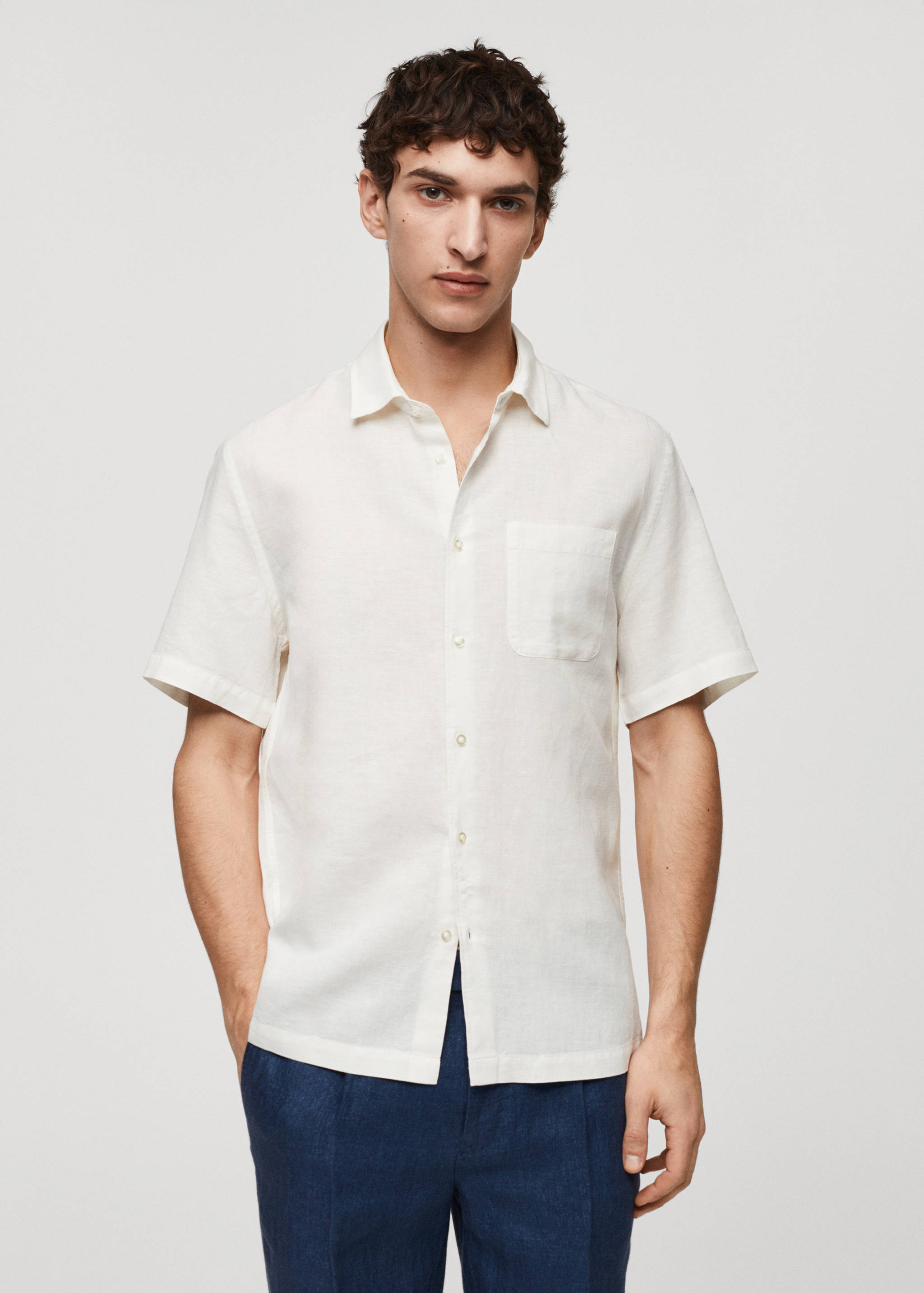 Regular-fit linen shirt with pocket - Medium plane
