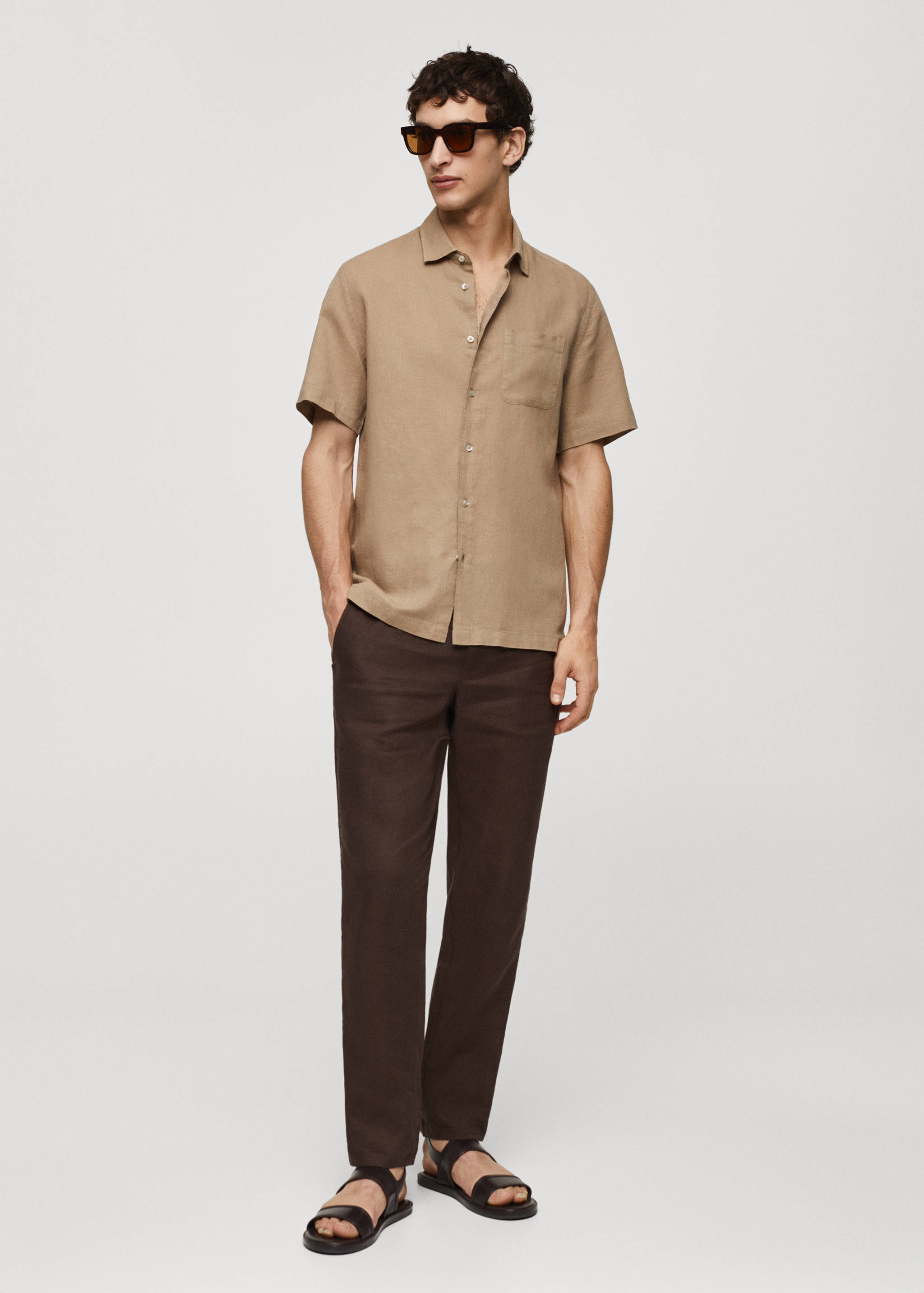 Regular-fit linen shirt with pocket - General plane