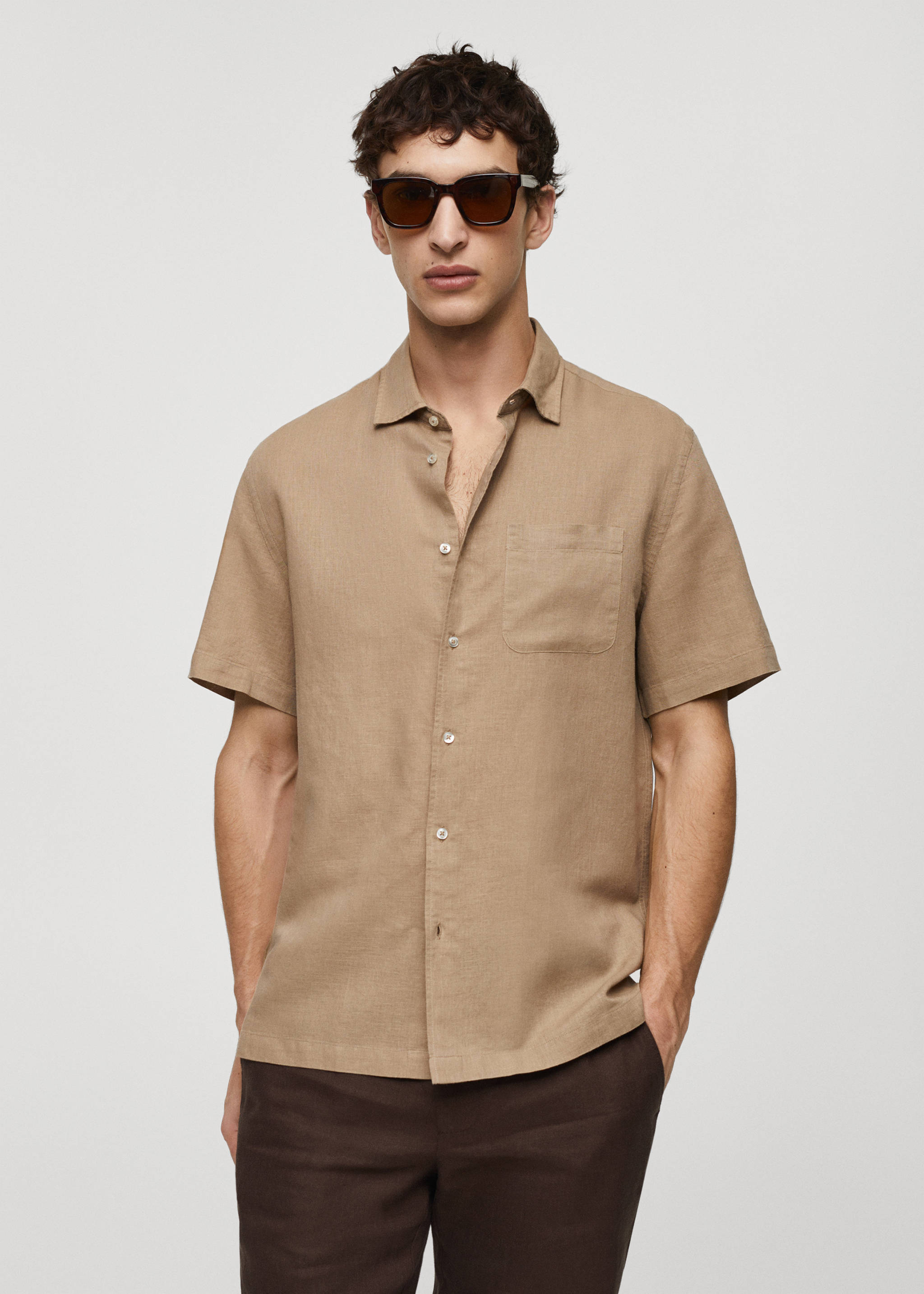 Regular-fit linen shirt with pocket - Medium plane