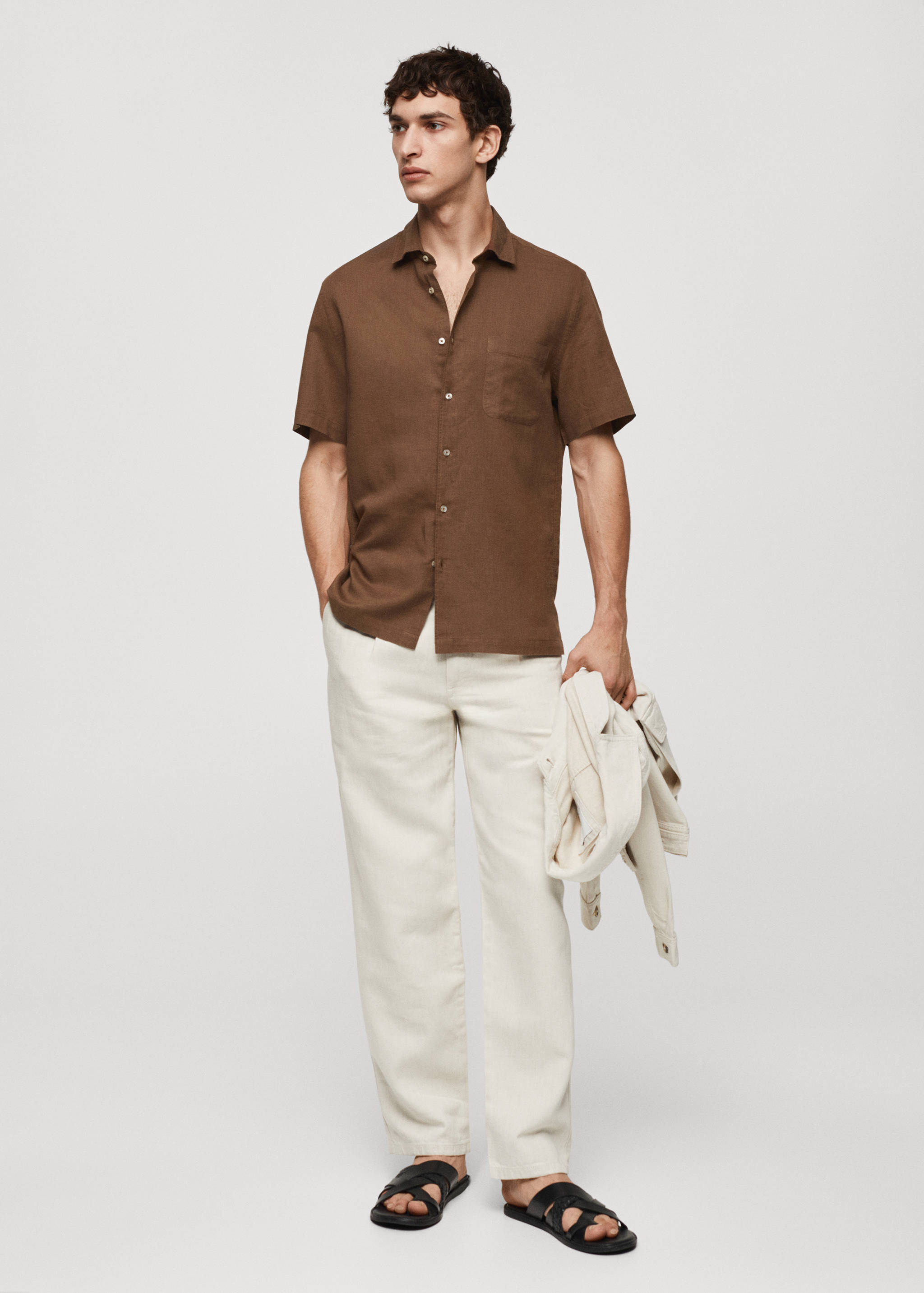 Regular-fit linen shirt with pocket - General plane