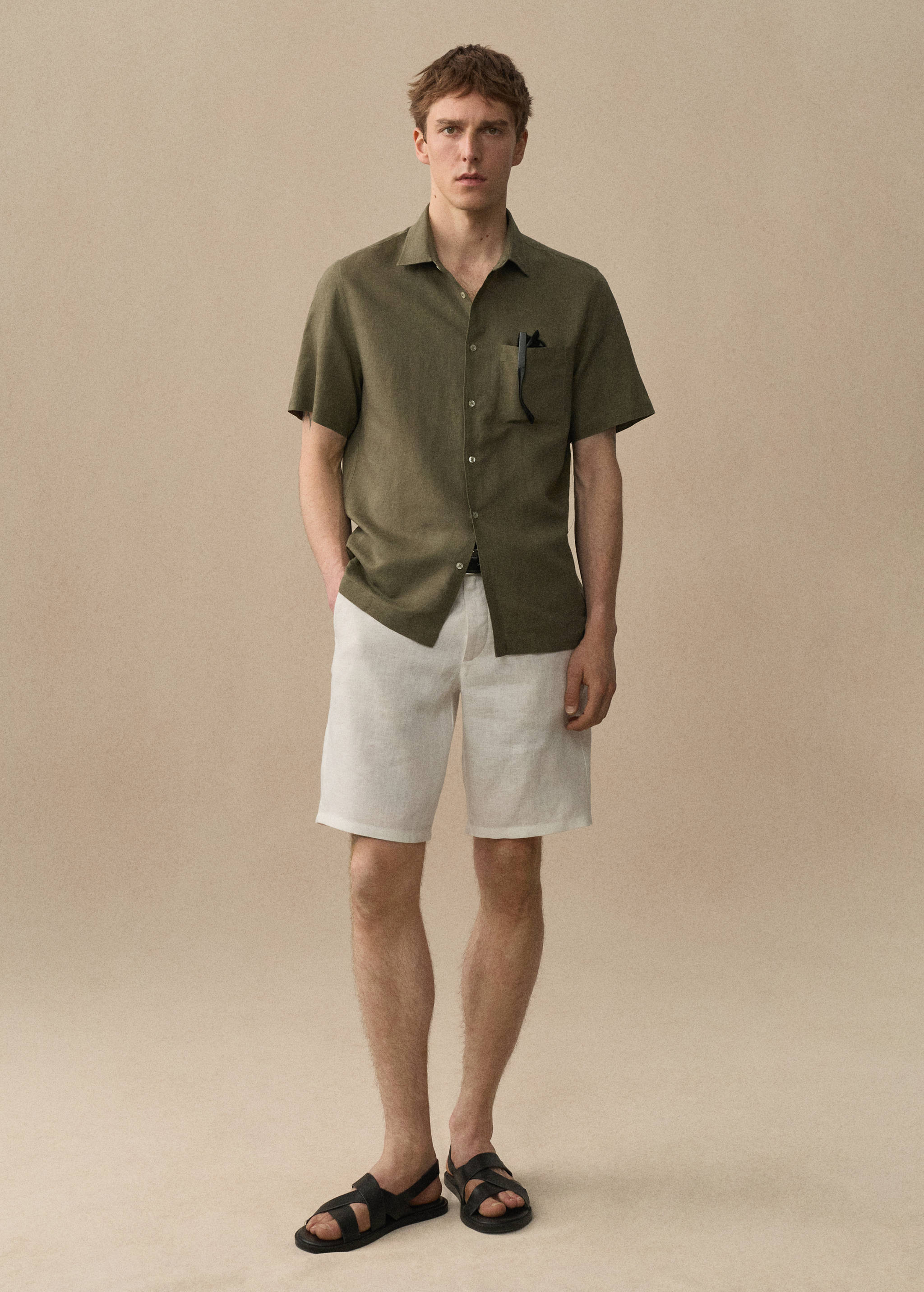 Koszula regular fit lniana z kieszenią - Szczegóły artykułu 3