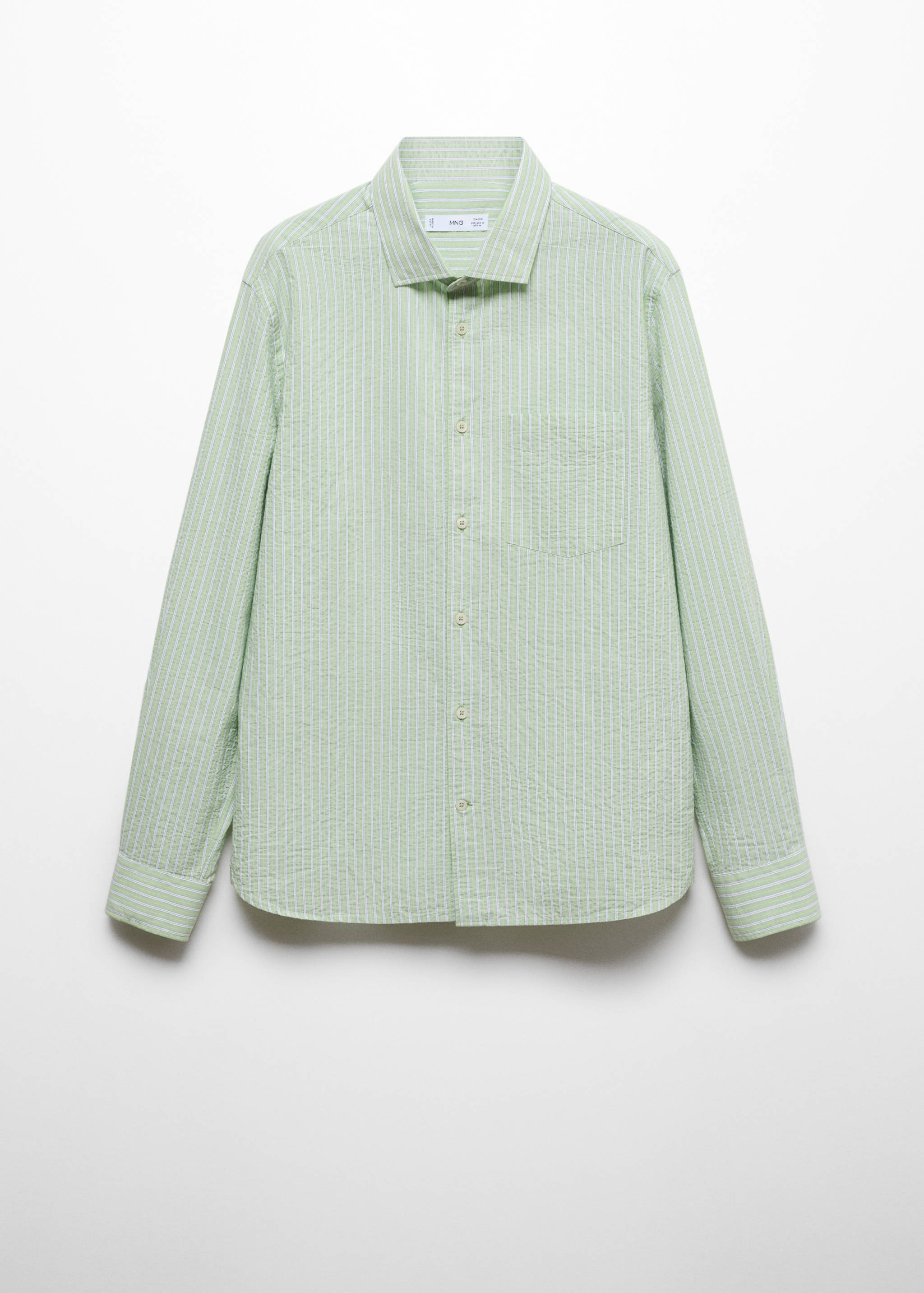 Classic-fit striped seersucker cotton shirt - Article without model
