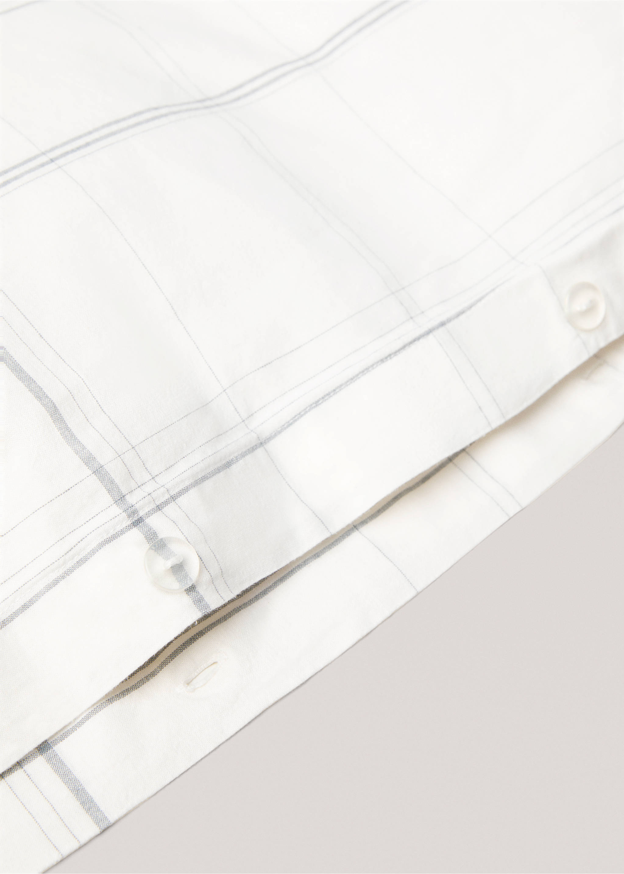 Striped cotton linen duvet cover for king bed - Details of the article 1, White. Ref: 67087694-00.