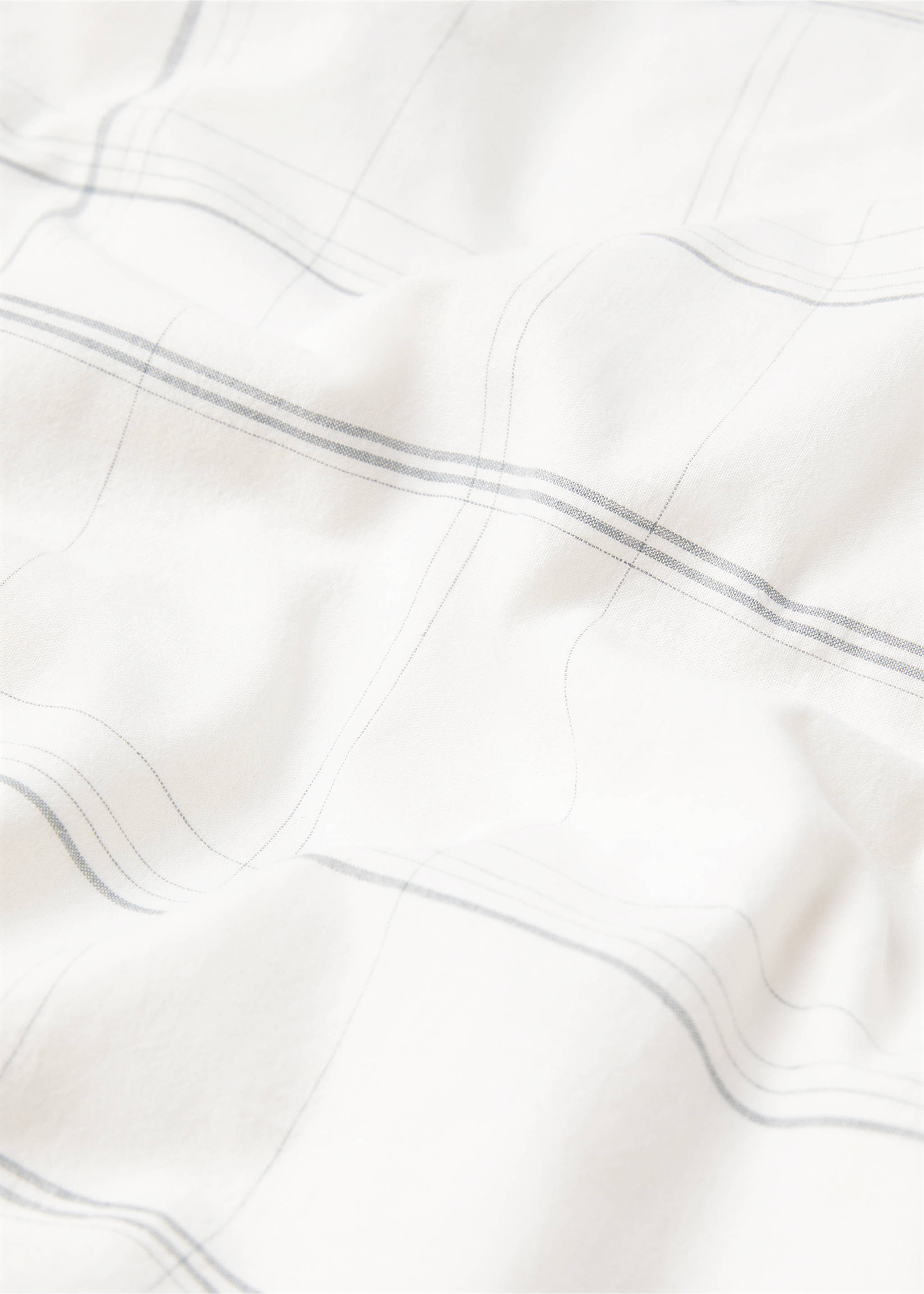 Striped cotton linen duvet cover for king bed - Details of the article 2, White. Ref: 67087694-00.
