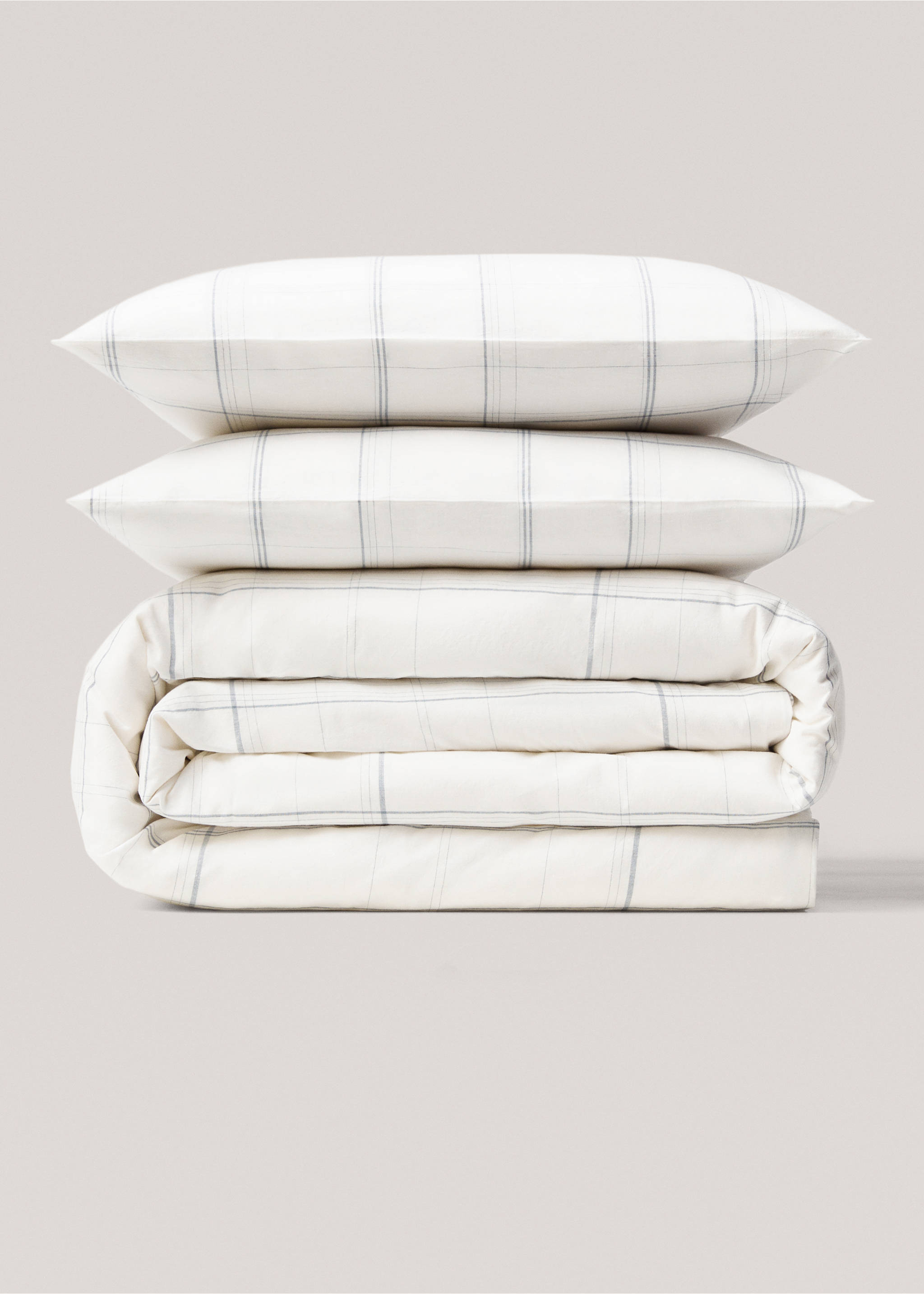 Striped cotton linen duvet cover for king bed - Article without model, White. Ref: 67087694-00.