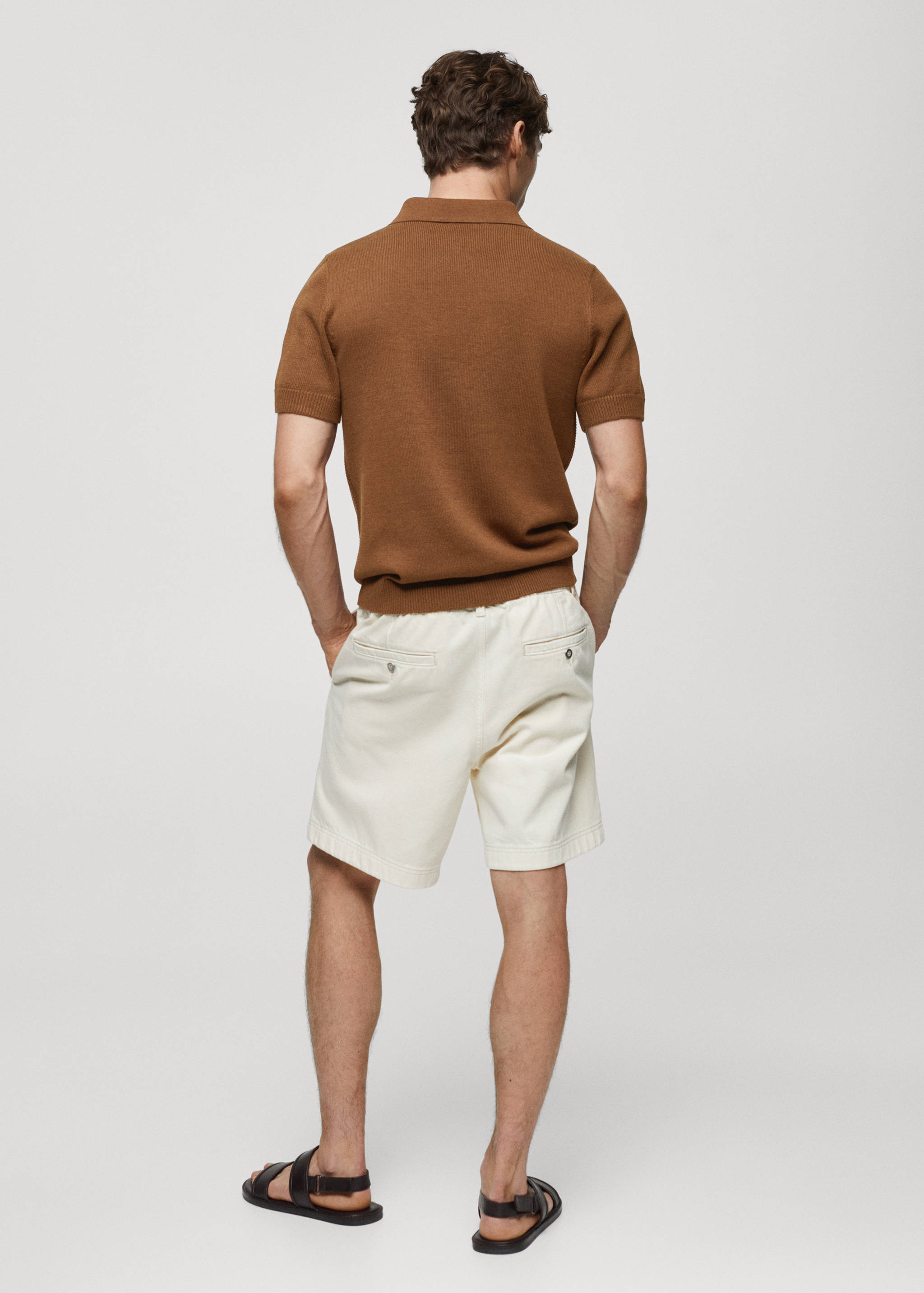 Cotton-knit polo shirt with zip - Reverse of the article