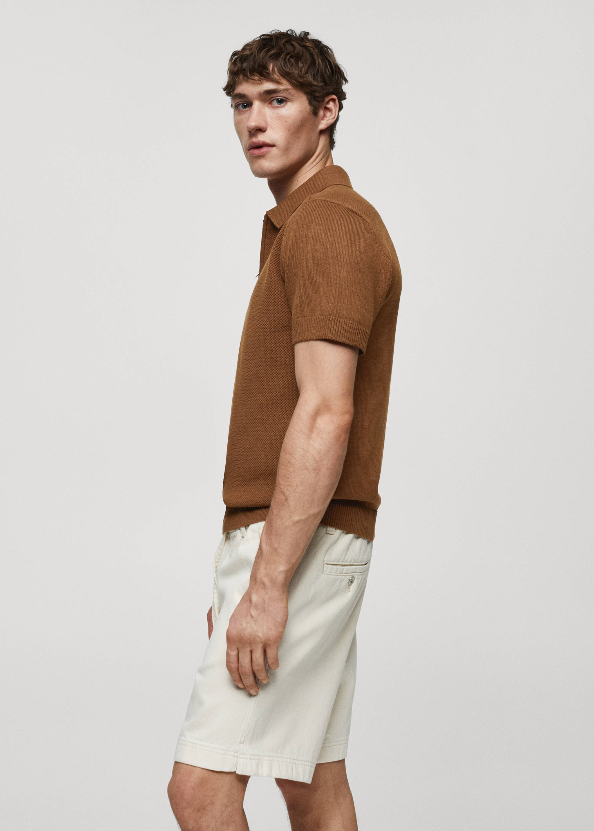 Cotton-knit polo shirt with zip - Details of the article 2