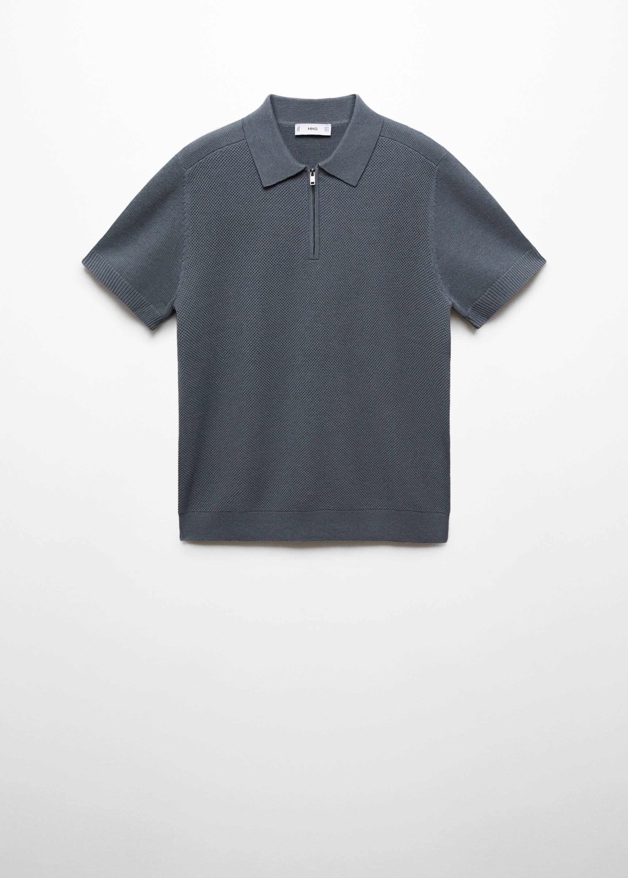 Cotton-knit polo shirt with zip - Article without model