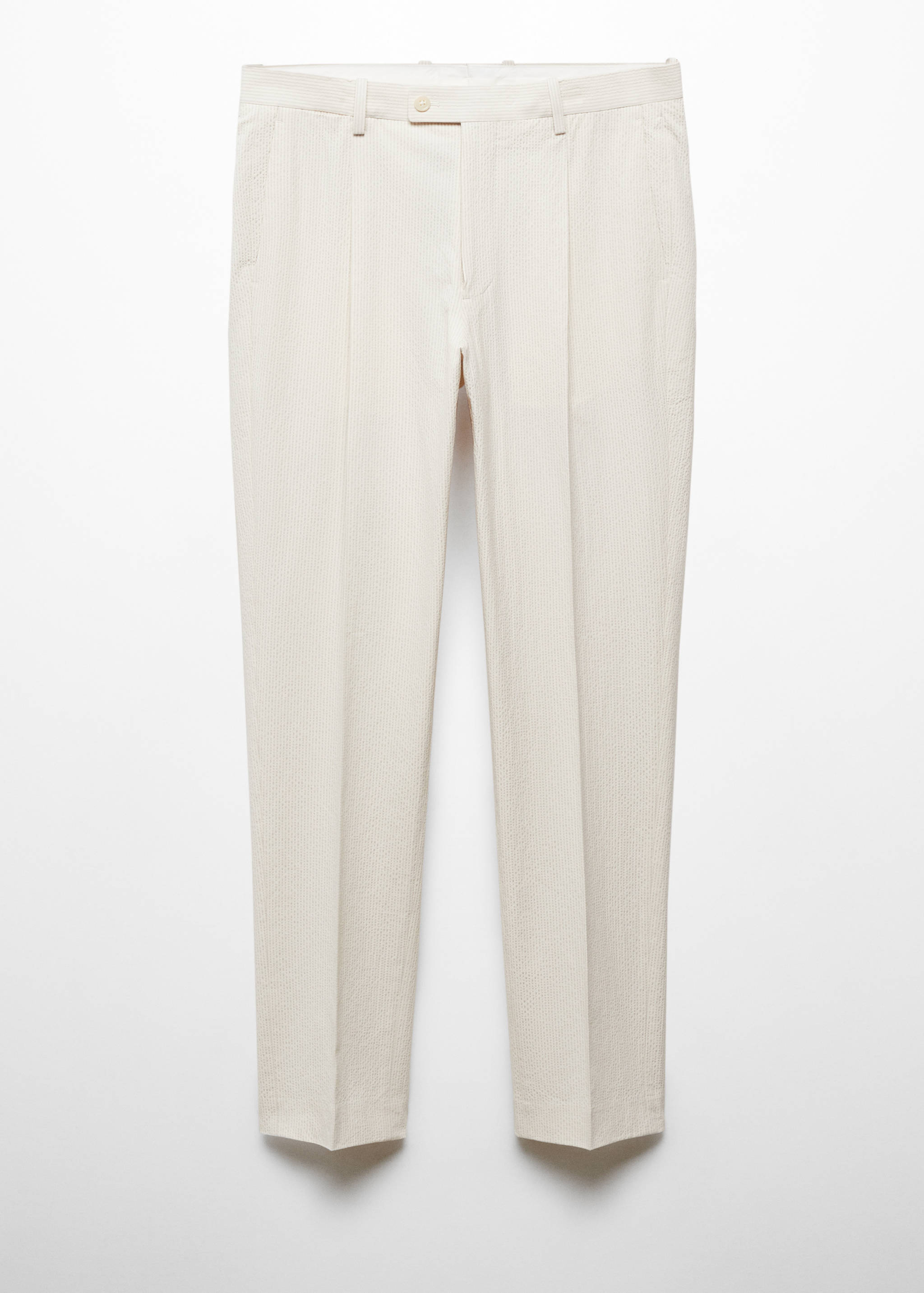 Randig kostymbyxa slim fit bomull seersucker - Artikel utan modell