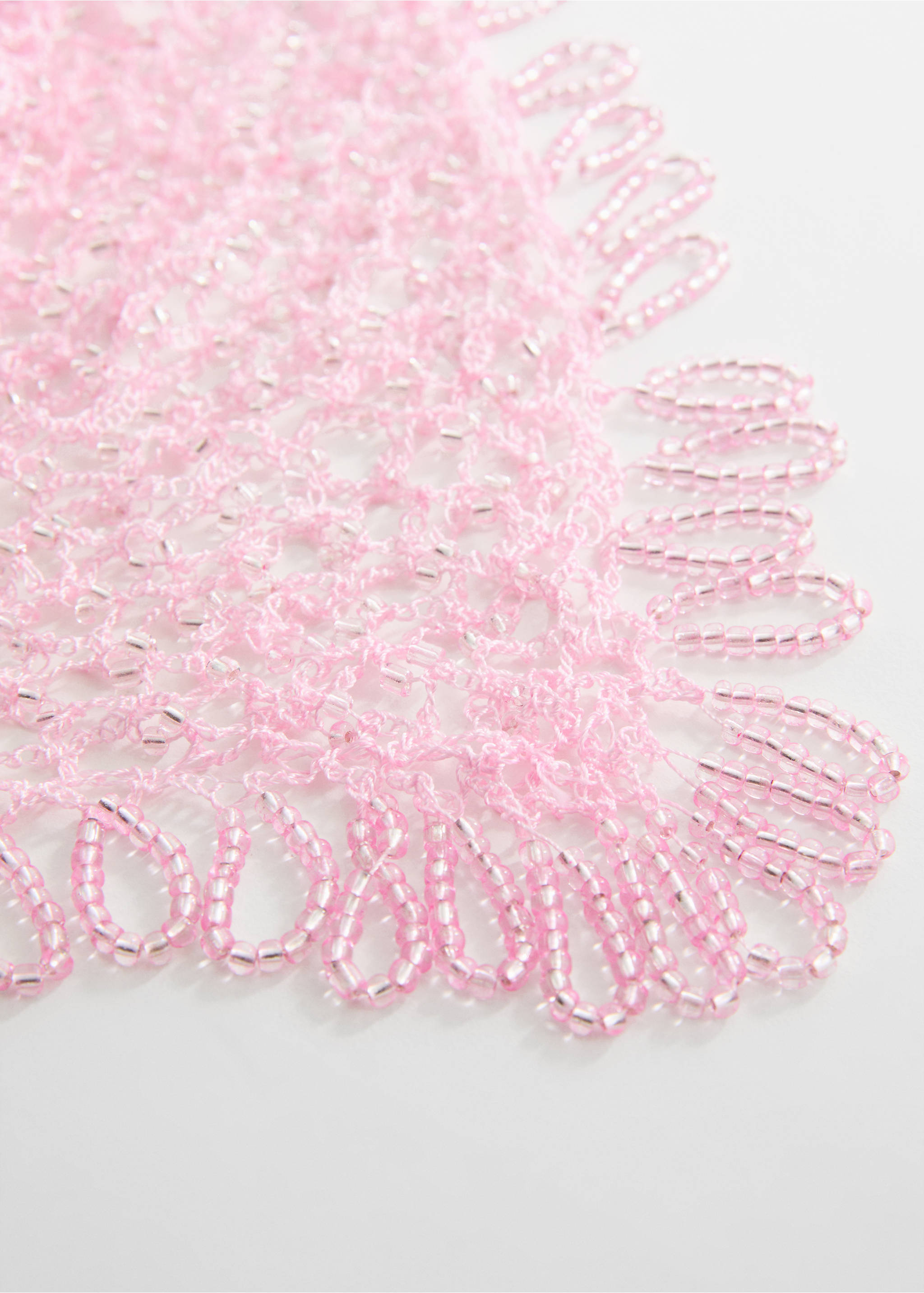 Beaded sarong-style scarf - Medium plane, Pink. Ref: 67087699-00.