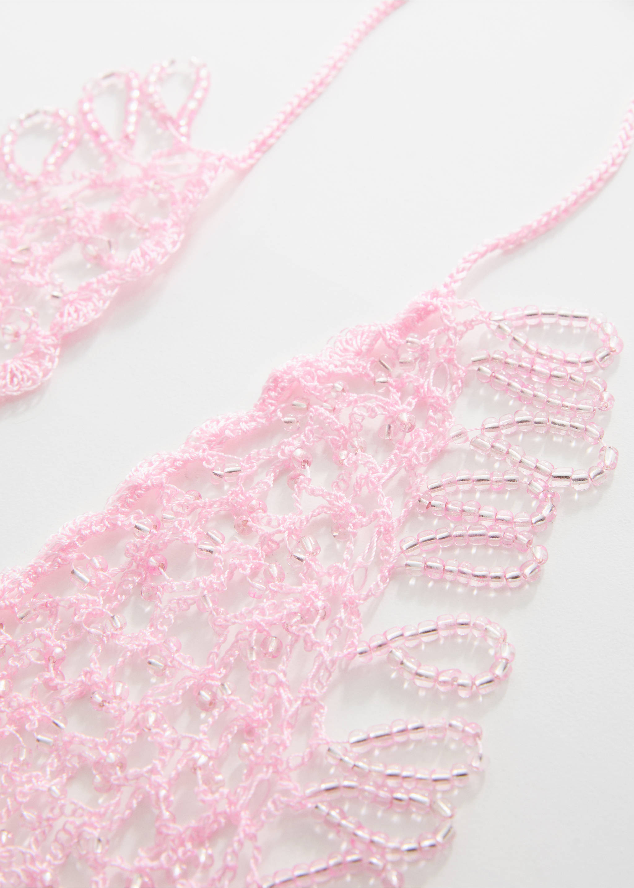 Beaded sarong-style scarf - Details of the article 1, Pink. Ref: 67087699-00.