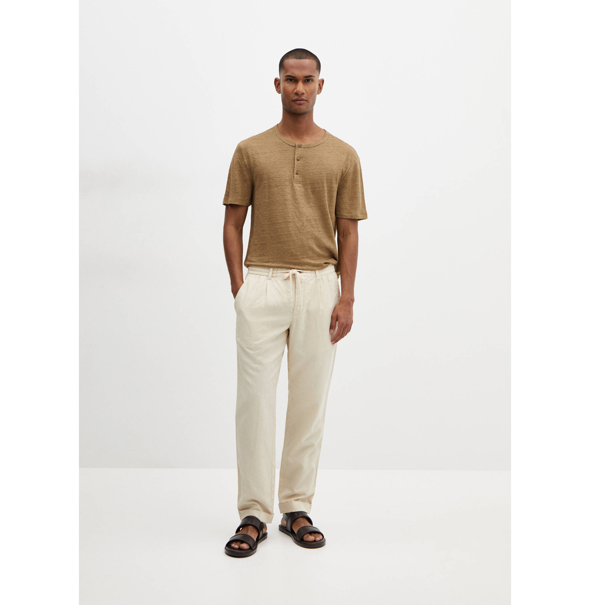 Slim fit-skjorta 100% linne - Allmän bild