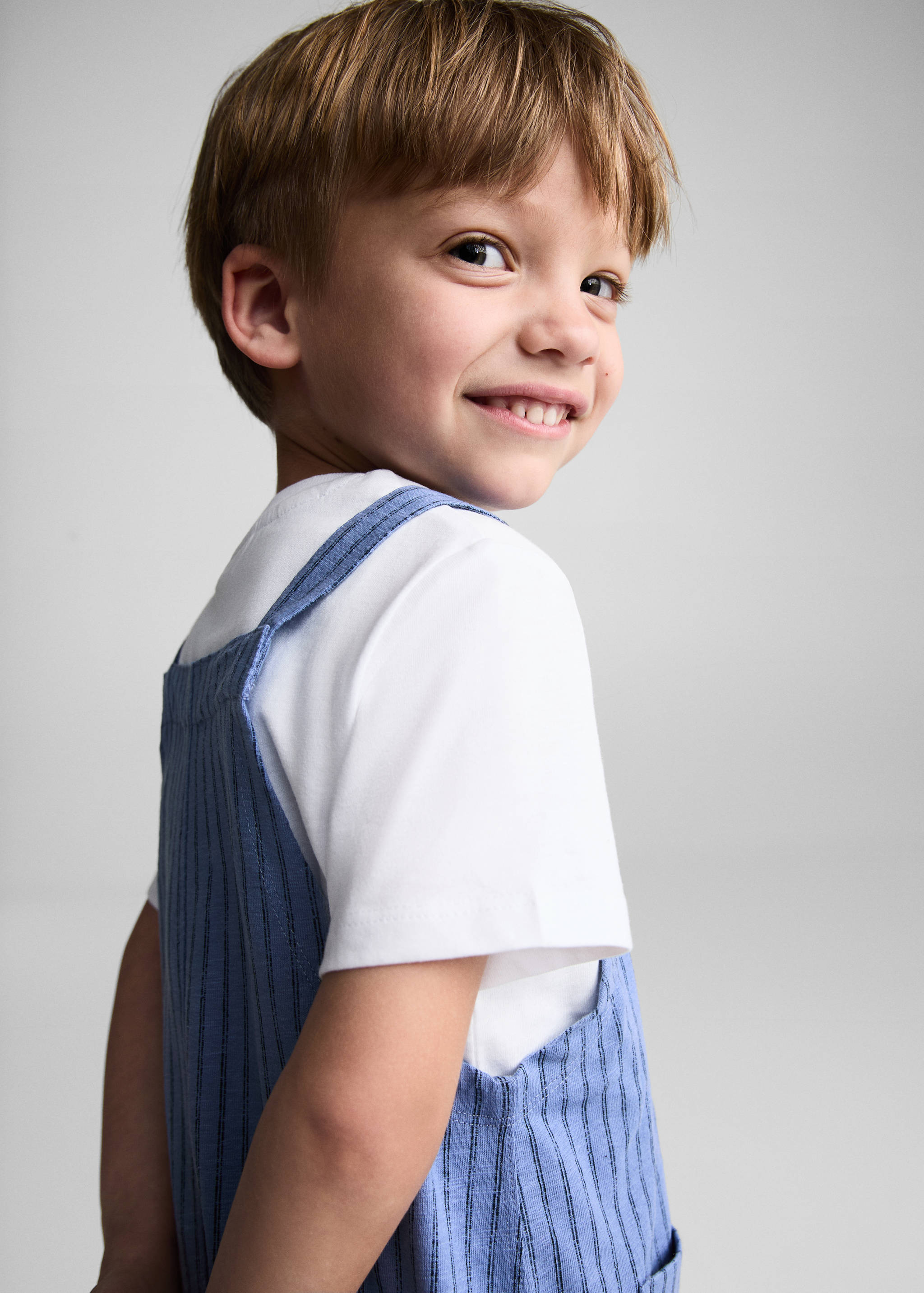 Striped cotton dungarees - Details of the article 1