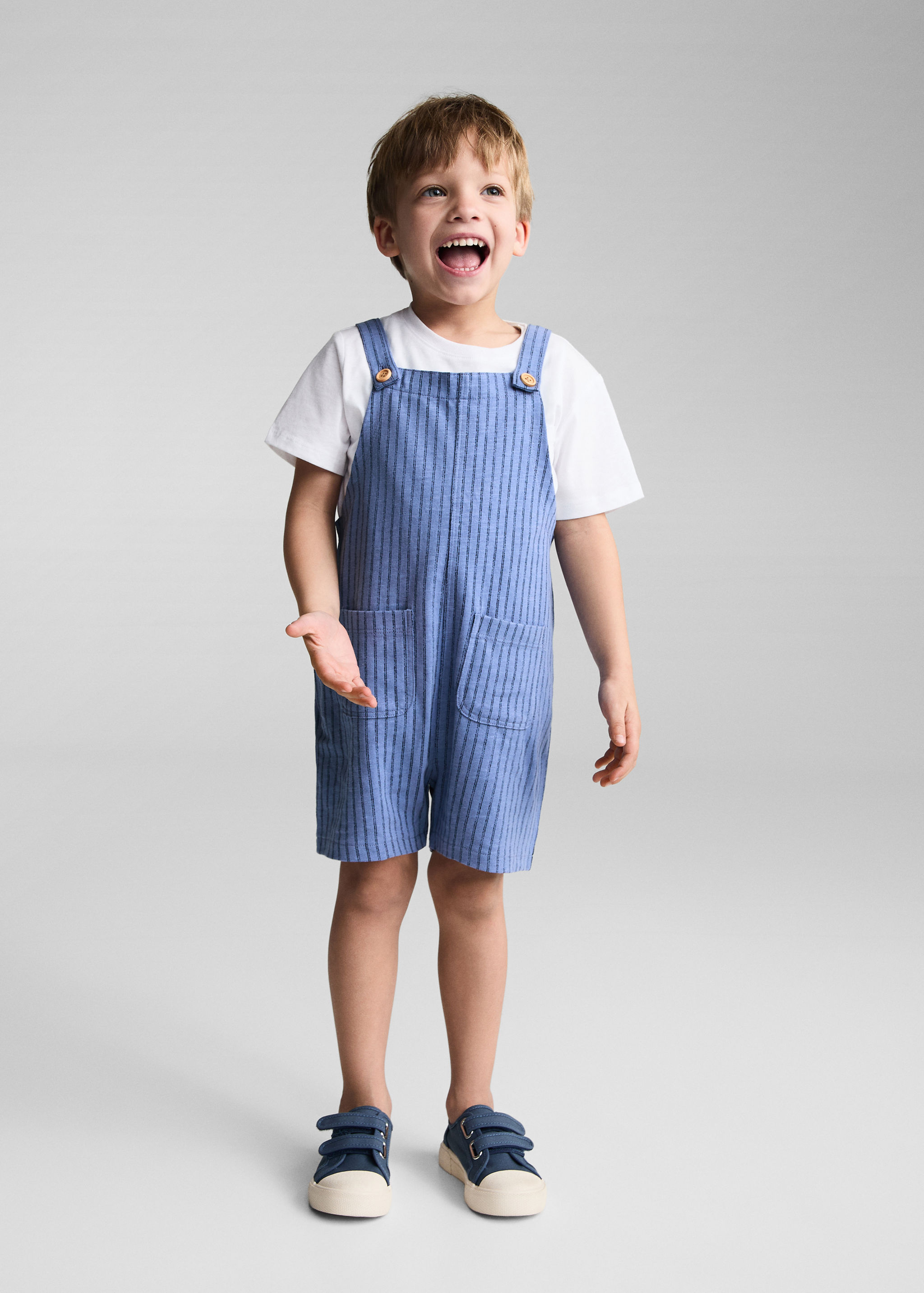 Striped cotton dungarees - General plane