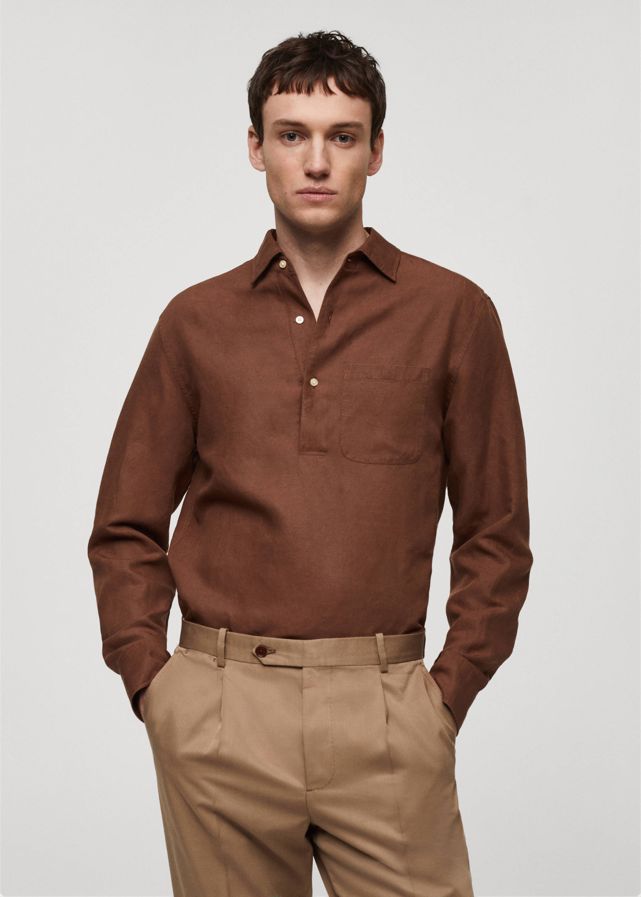 Slim-fit Tencel linen shirt - Medium plane
