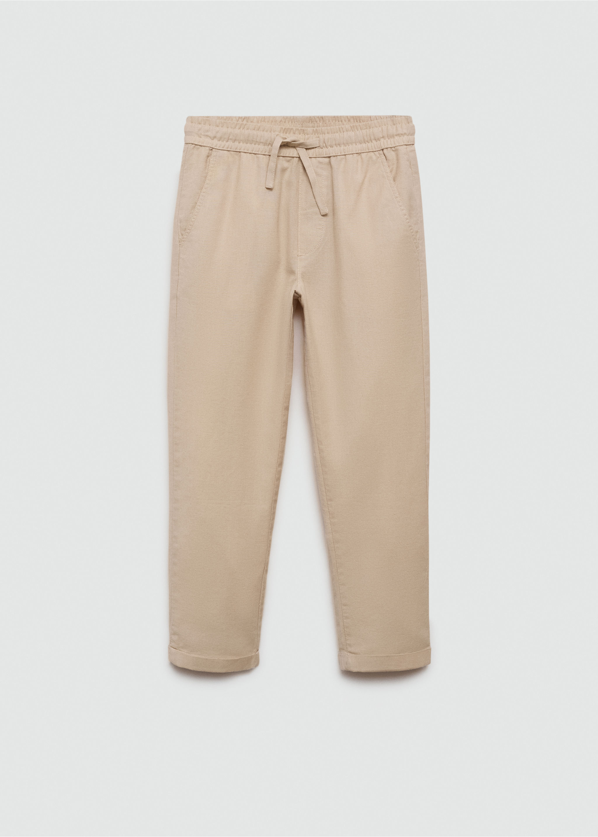 Linen-blend elastic waist trousers - Article without model