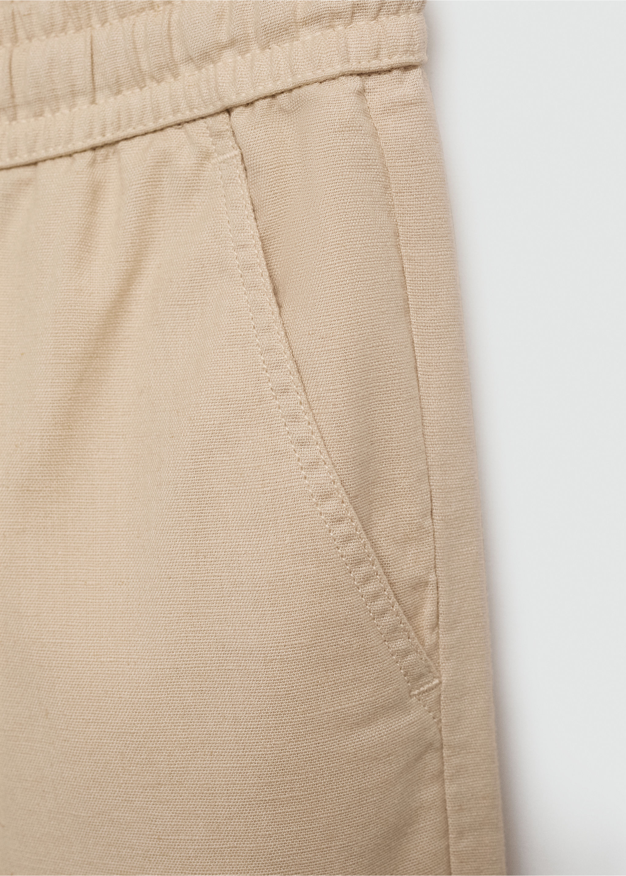 Linen-blend elastic waist trousers - Details of the article 8