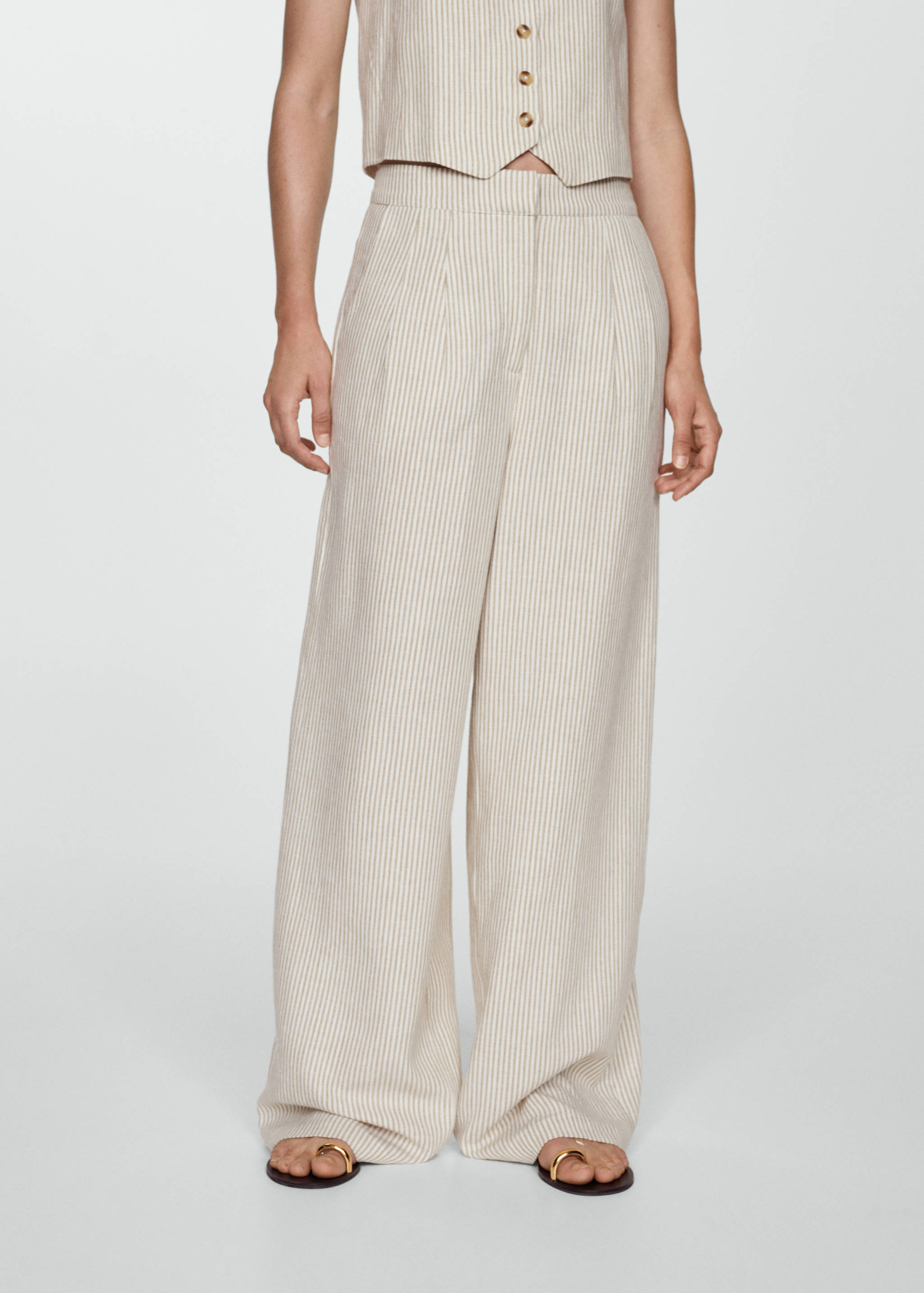 Gestreifte Anzughose aus Leinen - Mittlere Ansicht