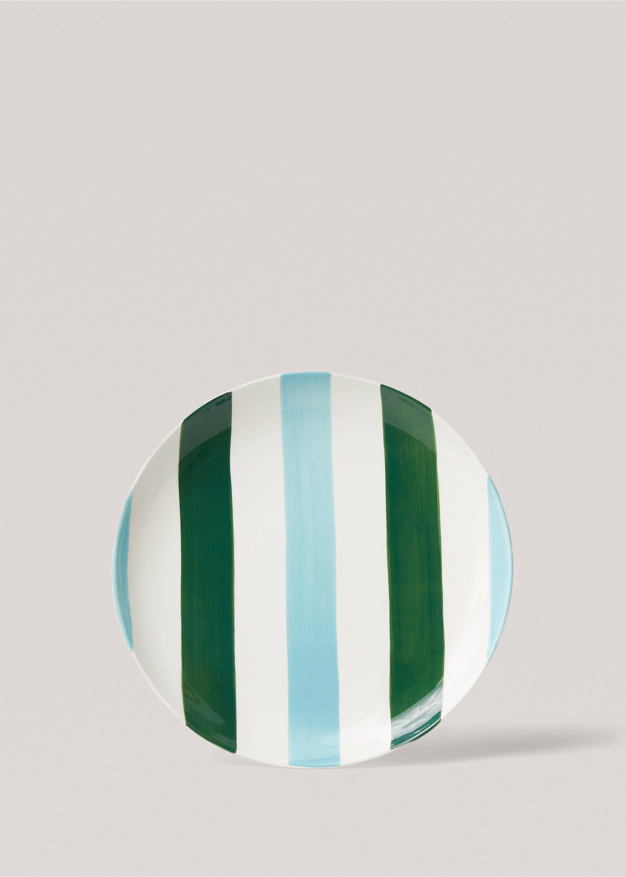 Two-tone stoneware flat plate - Article without model, Green. Ref: 67088640-00.