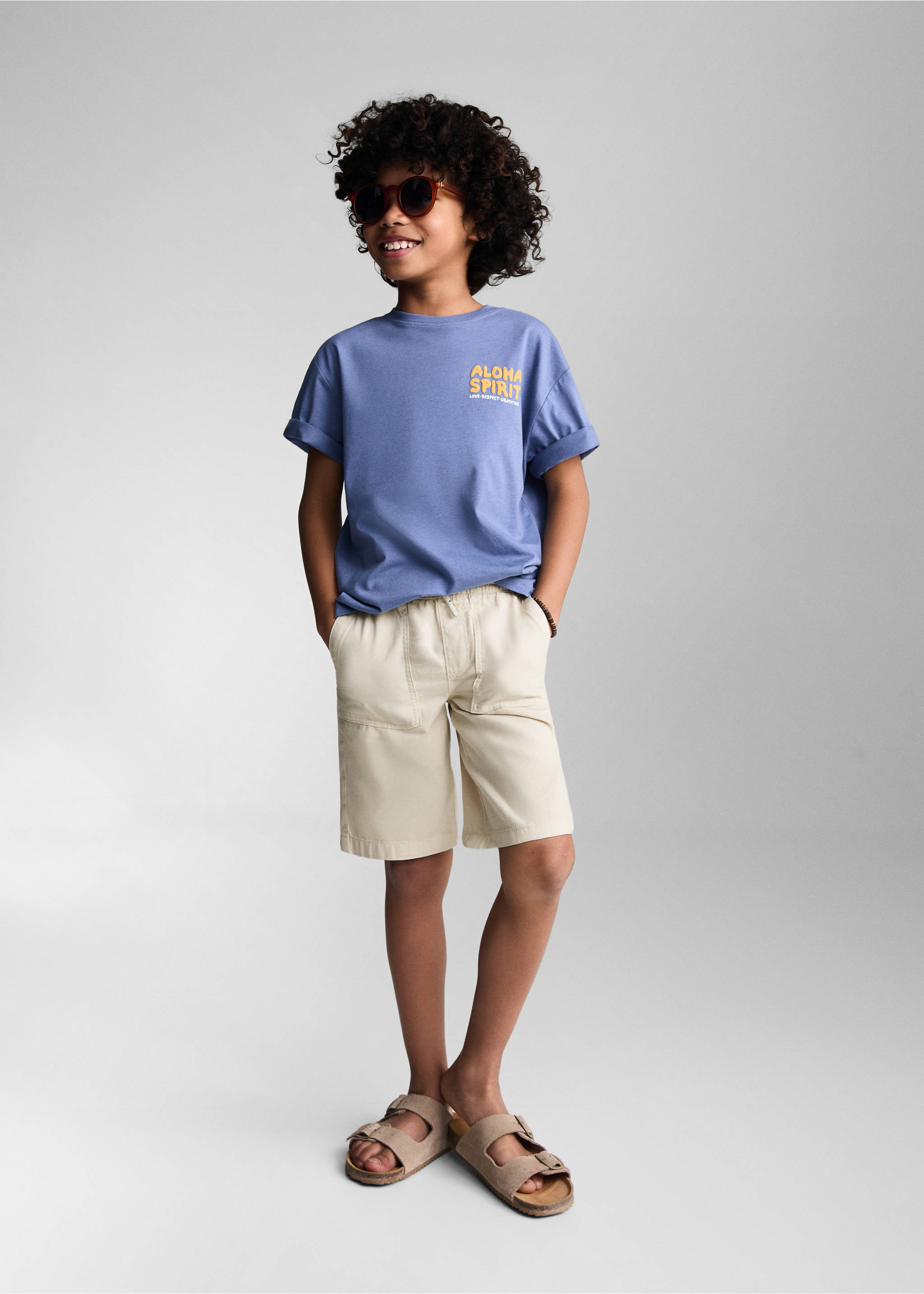 Elastic waist Bermuda shorts - General plane, Sand. Ref: 67088651-00.