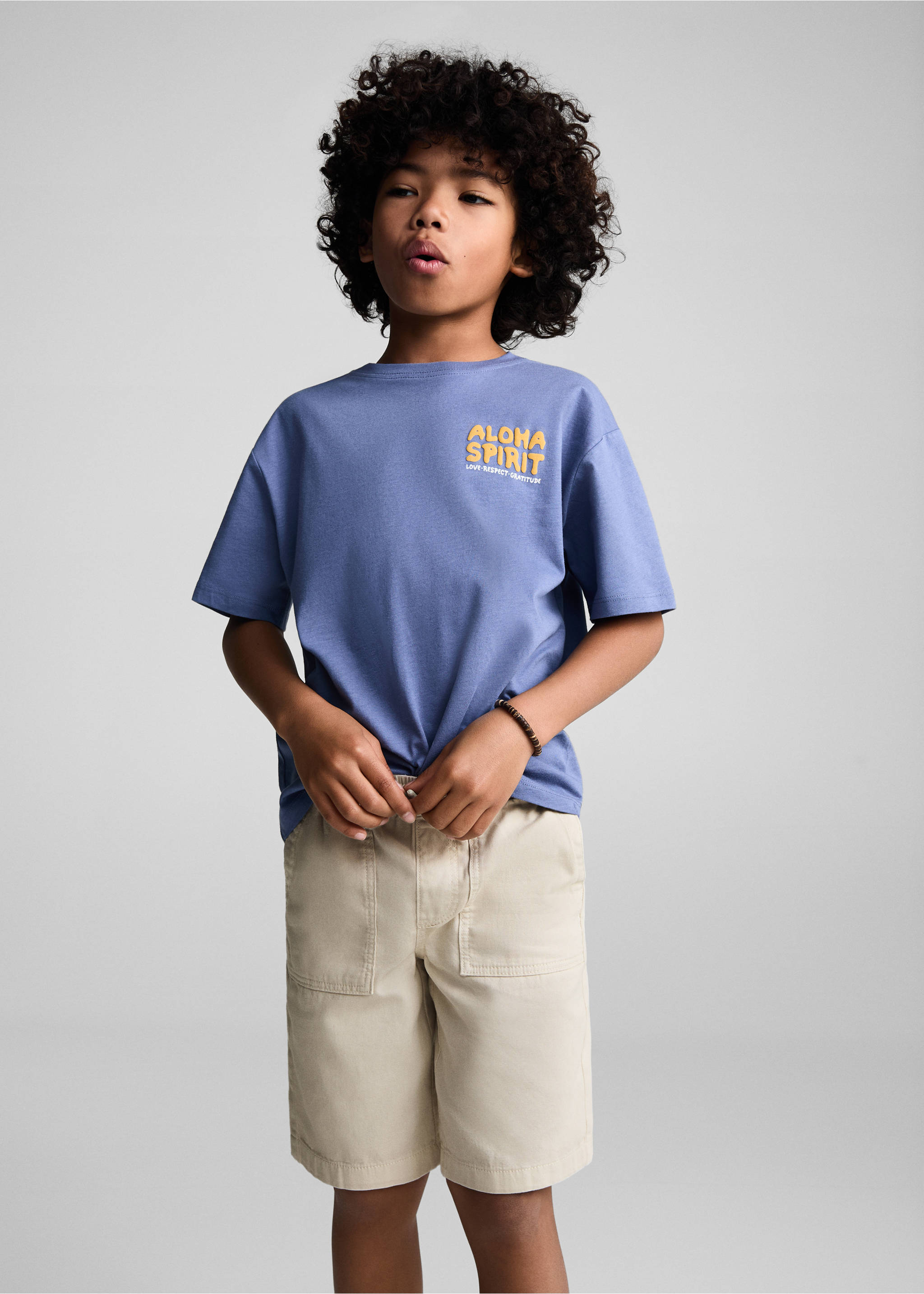 Elastic waist Bermuda shorts - Medium plane, Sand. Ref: 67088651-00.