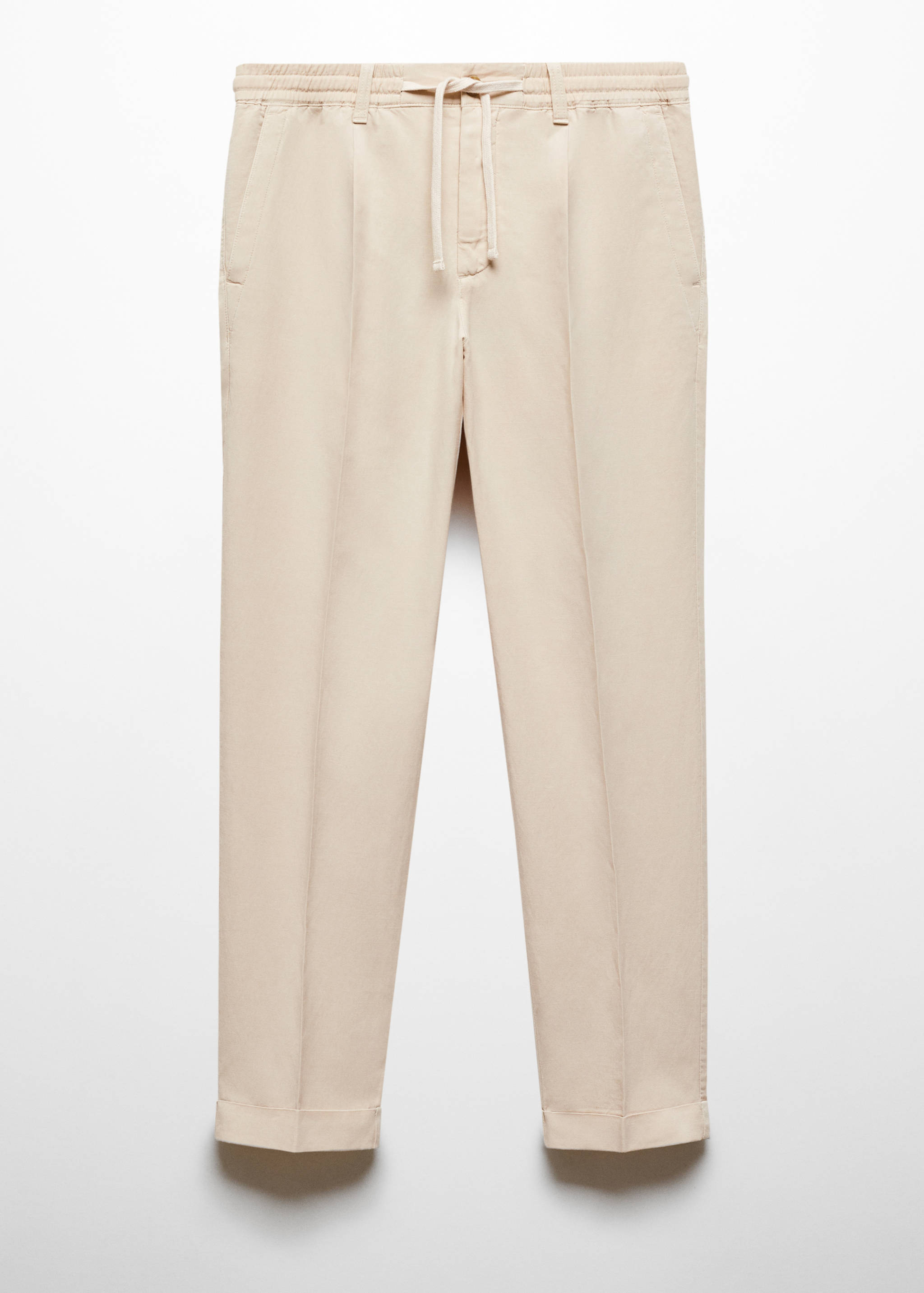 Linen-blend slim-fit pants with drawstring - Article without model