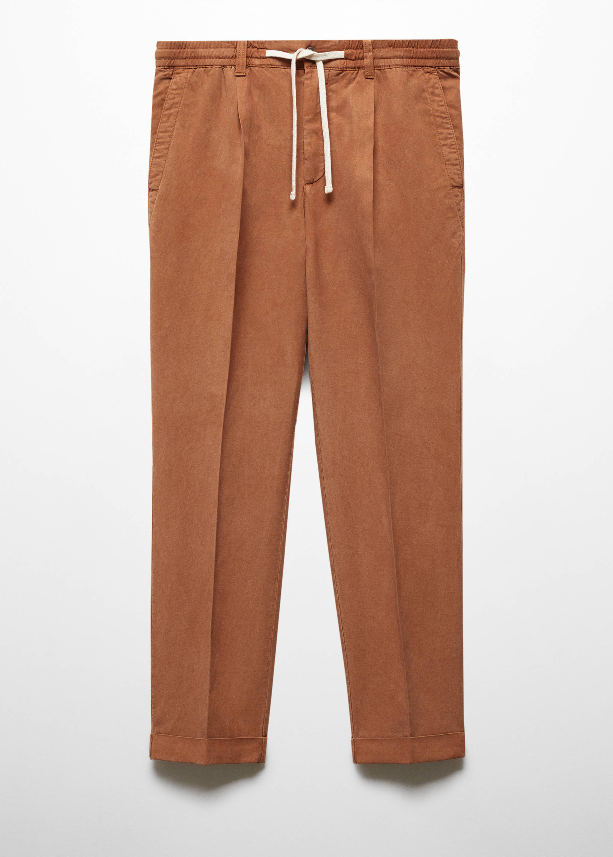 Linen-blend slim-fit pants with drawstring - Article without model