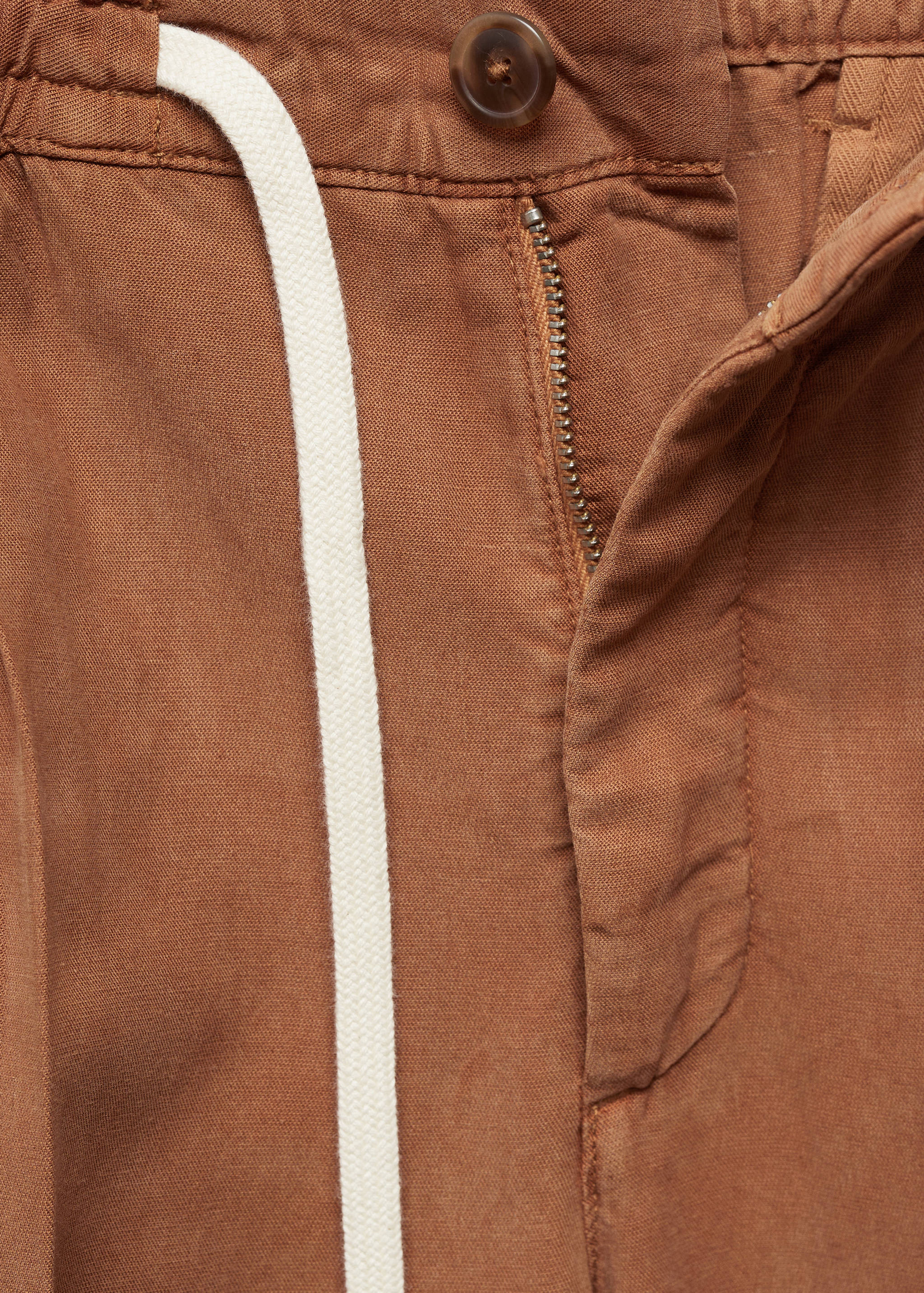 Linen-blend slim-fit pants with drawstring - Details of the article 8