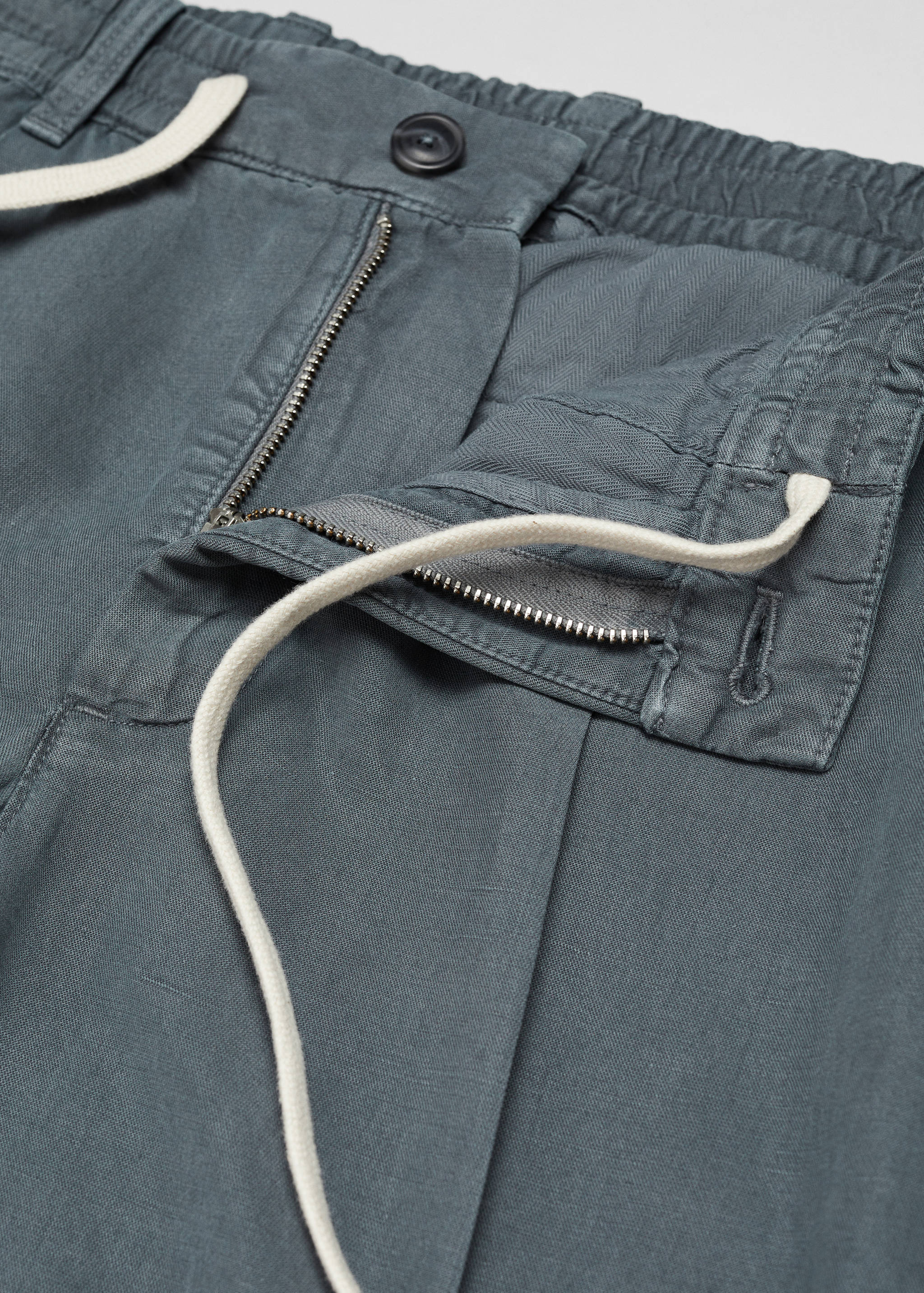 Linen-blend slim-fit pants with drawstring - Details of the article 8