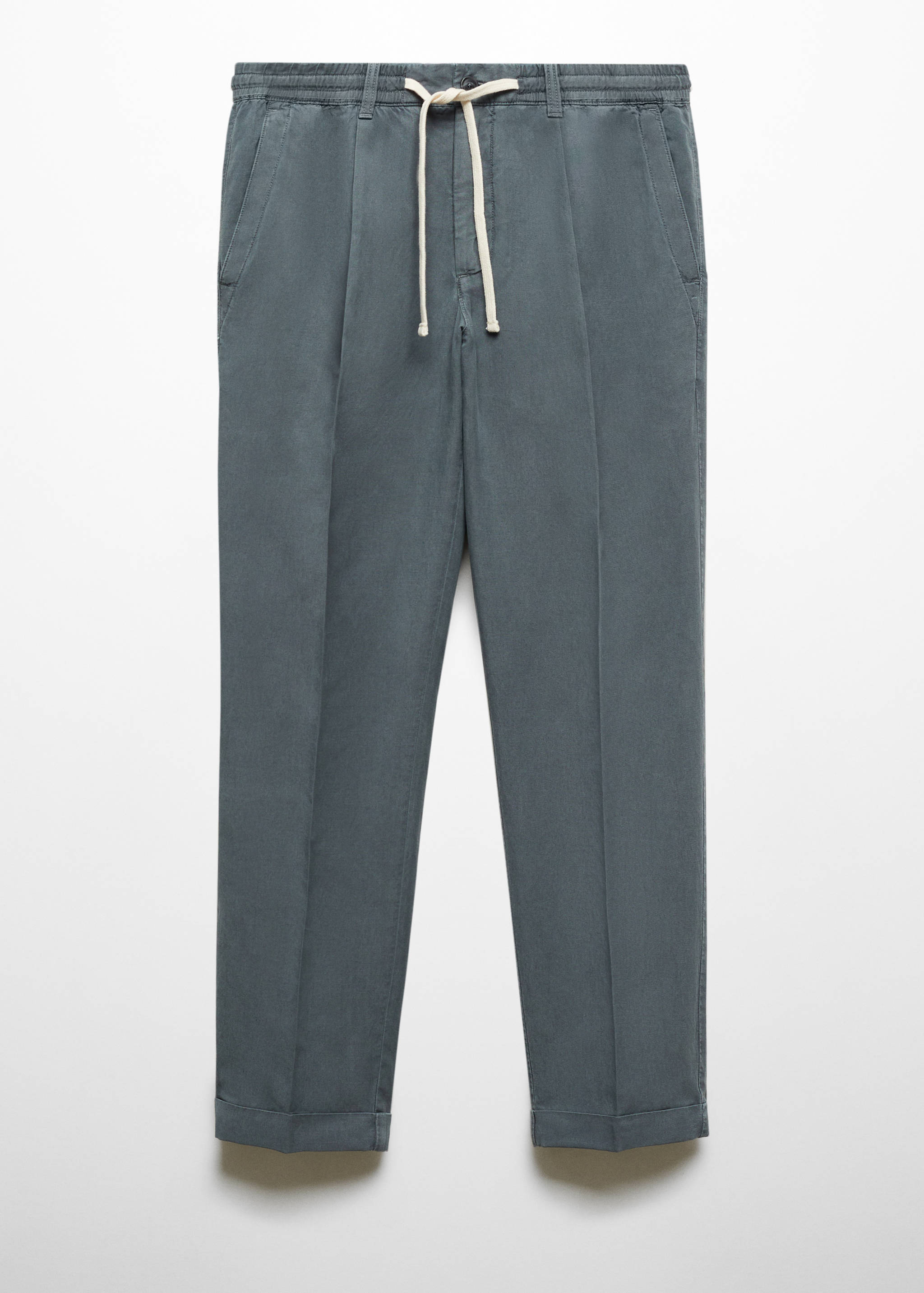 Slim-fit broek van een linnenblend met aansnoerkoord - Artikel zonder model