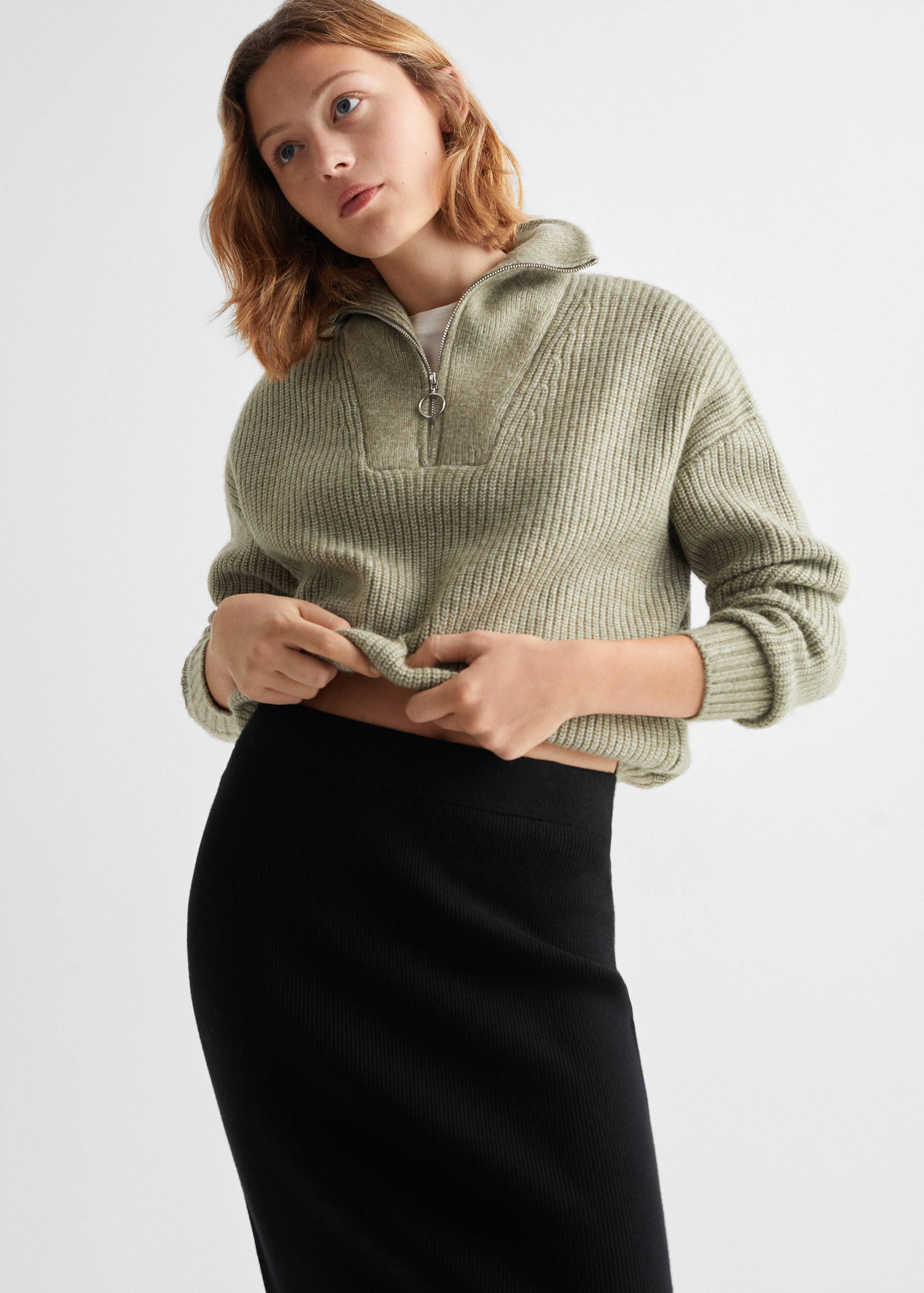 Slit knitted skirt - Medium plane