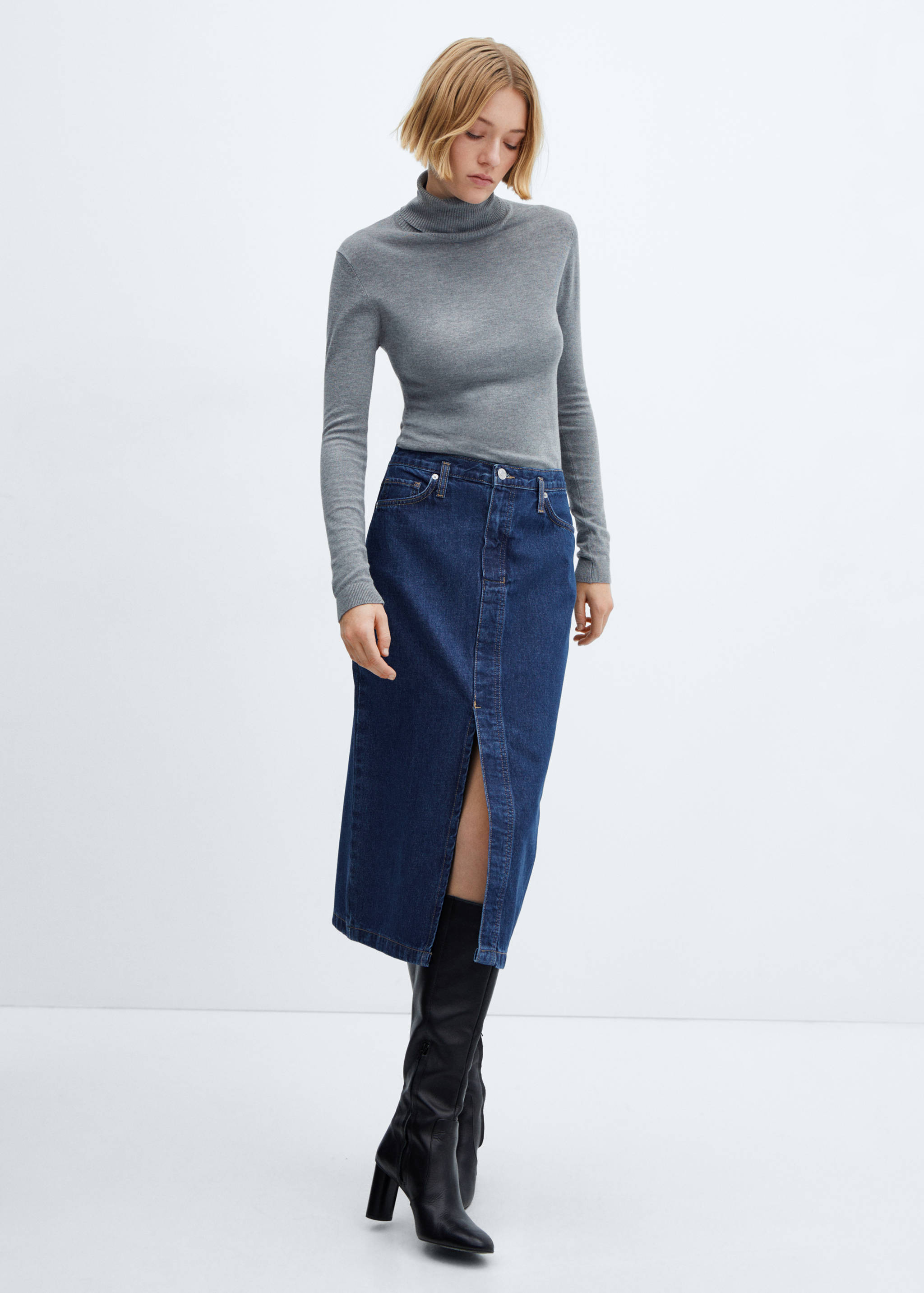 Denim midi-skirt - General plane